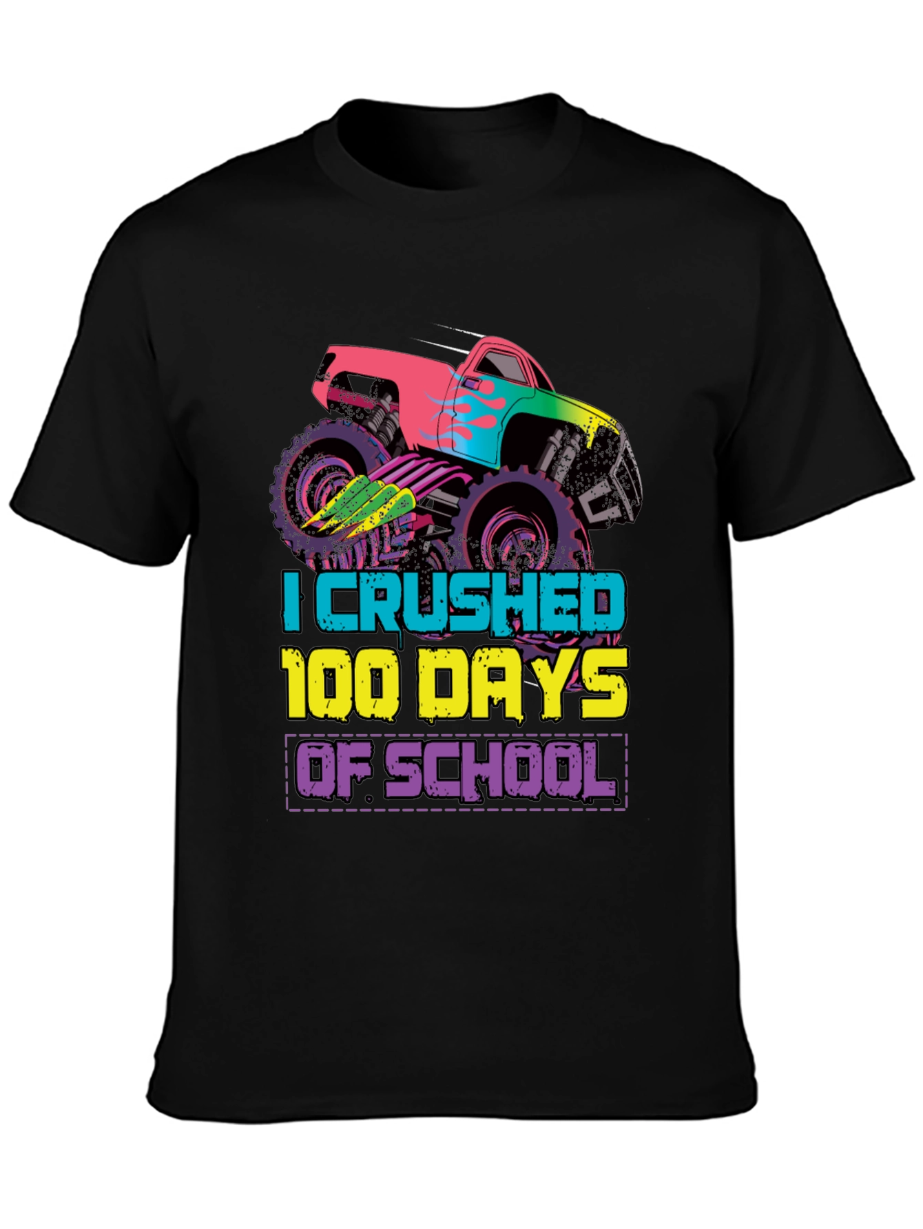 Crushed 100 Days of School Monster Truck Tee