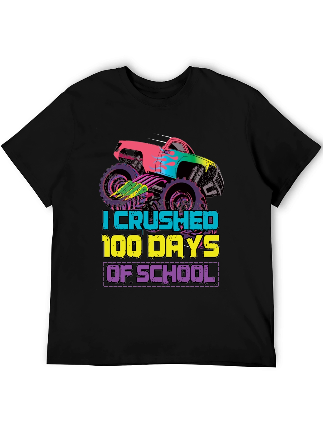 Crushed 100 Days of School Monster Truck Tee