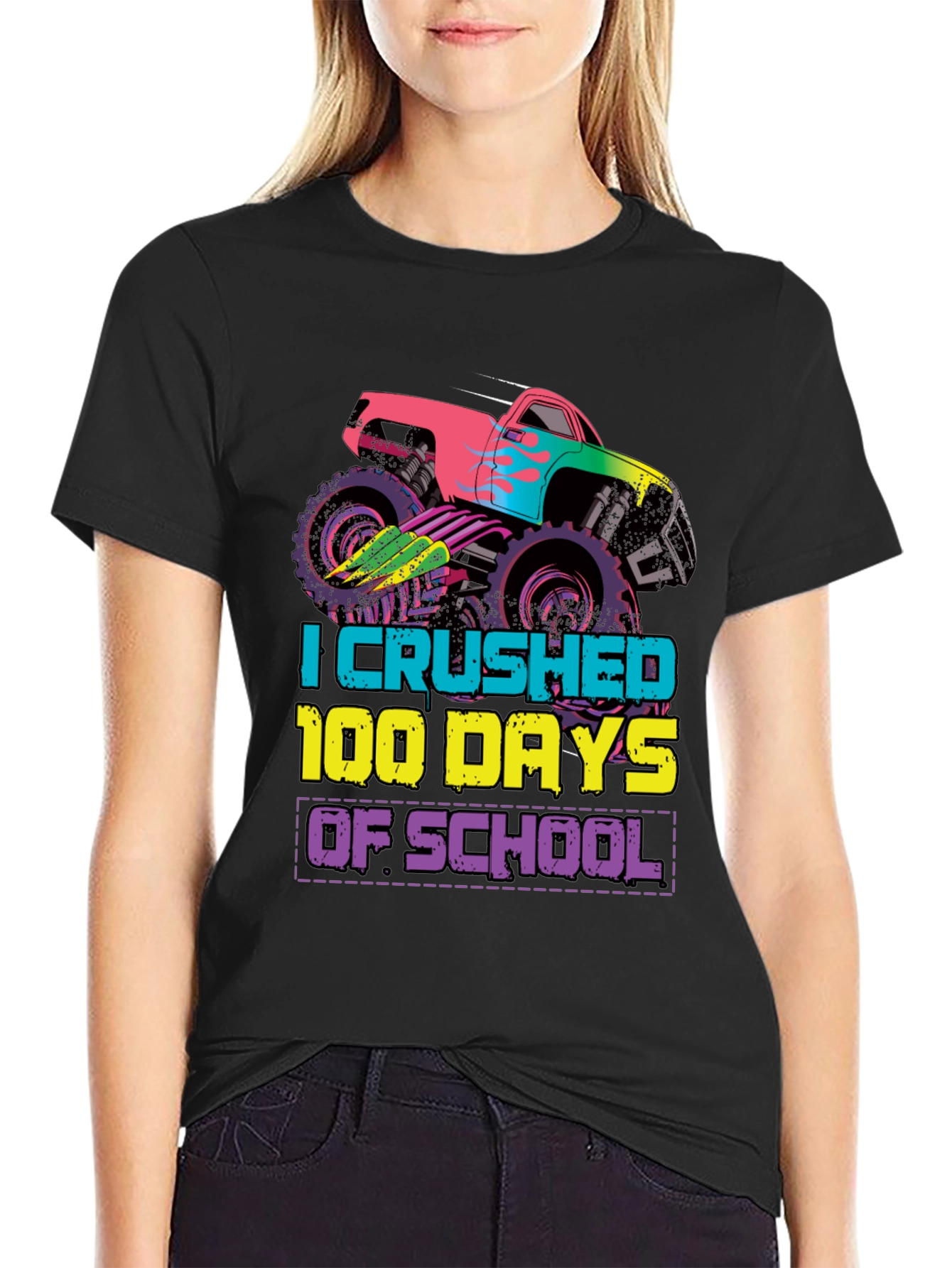 Crushed 100 Days of School Monster Truck Tee