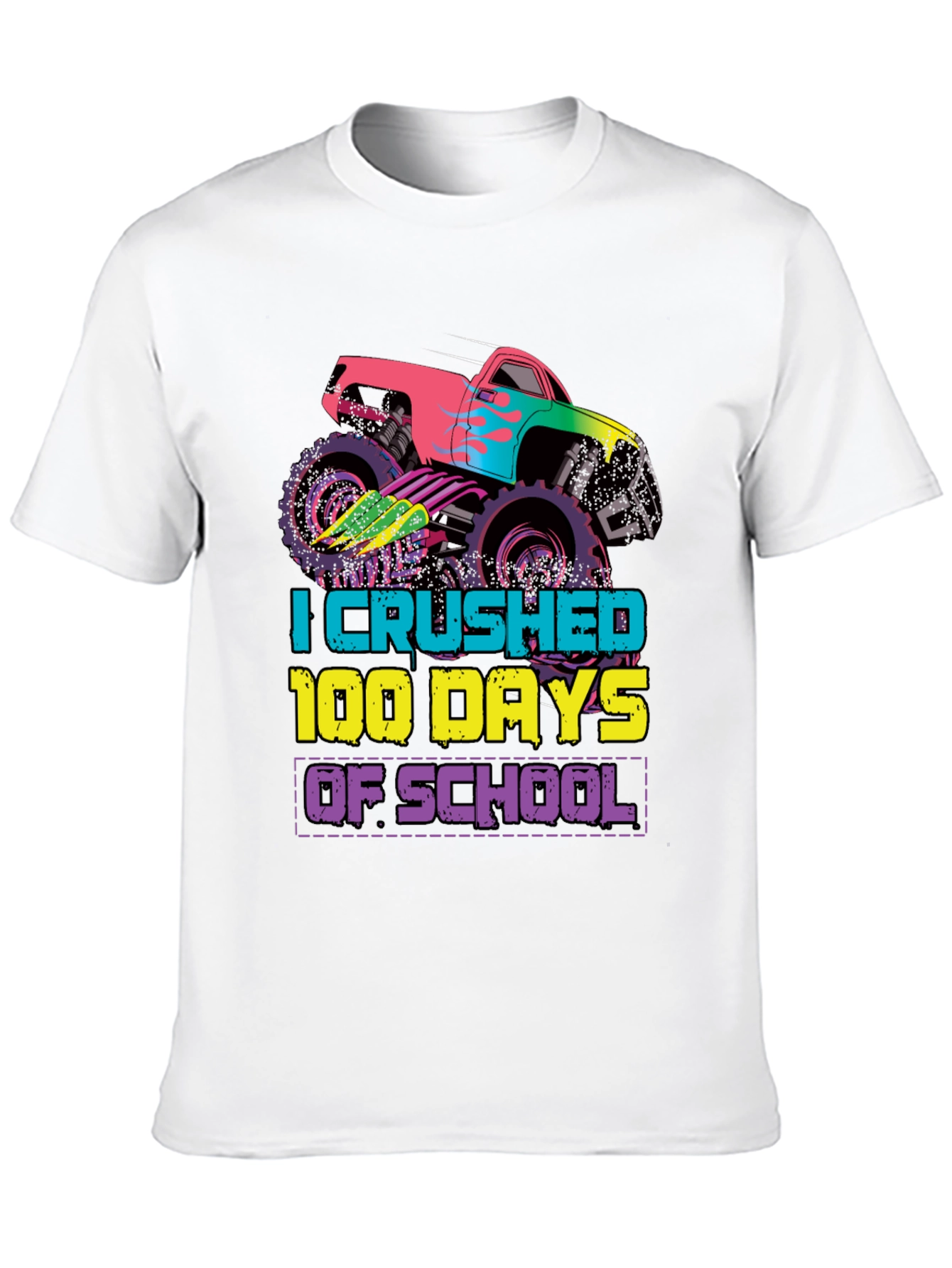 Crushed 100 Days of School Monster Truck Tee