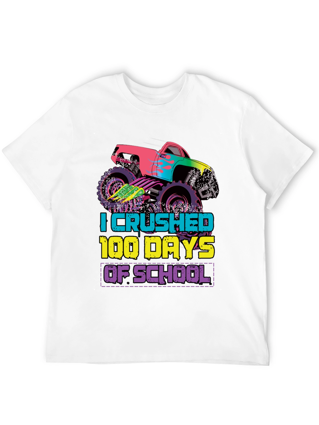 Crushed 100 Days of School Monster Truck Tee