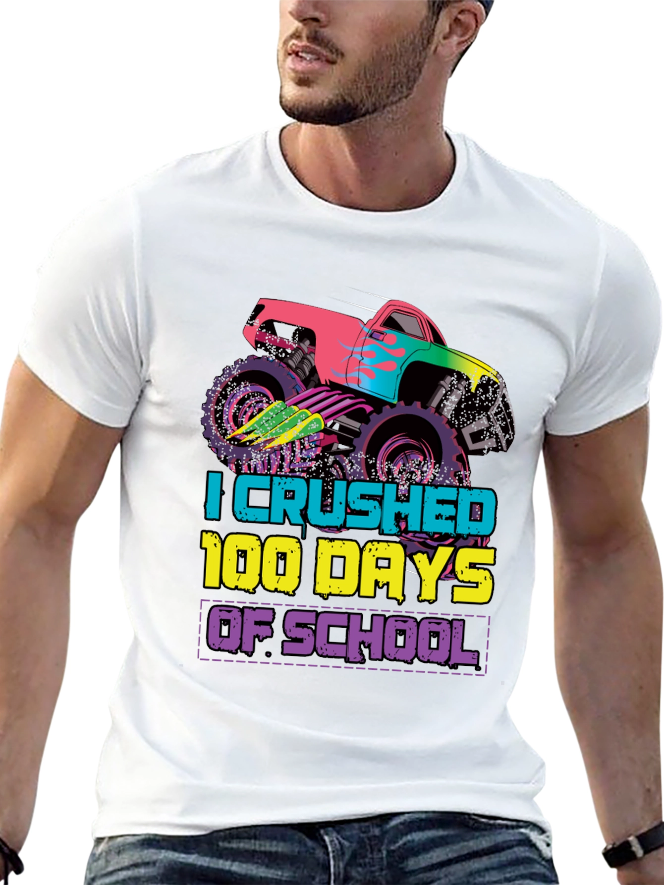 Crushed 100 Days of School Monster Truck Tee