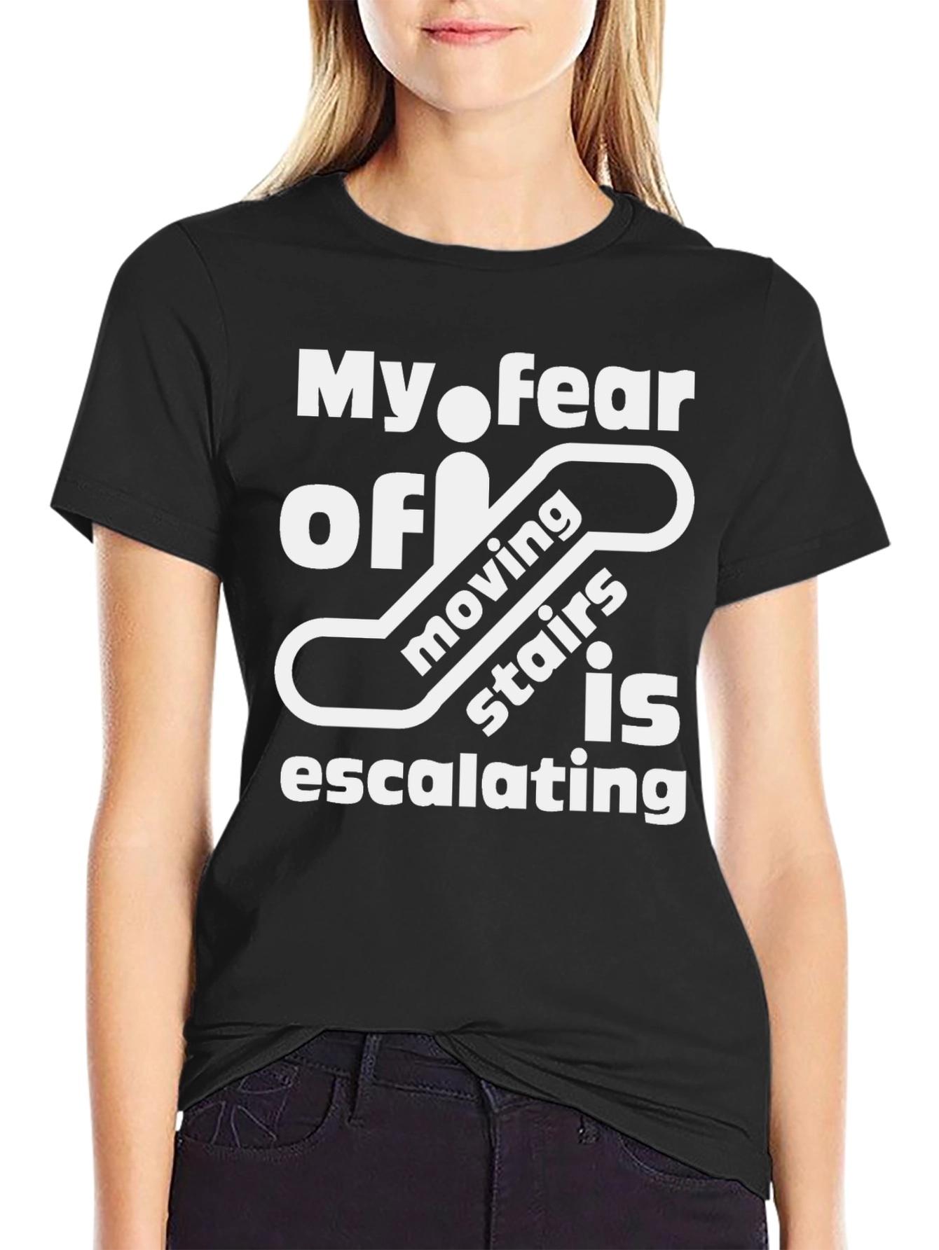 Funny Escalator Fear T-Shirt - Escalating Moving Stairs