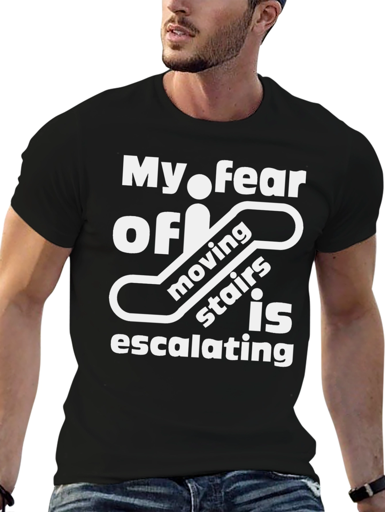 Funny Escalator Fear T-Shirt - Escalating Moving Stairs