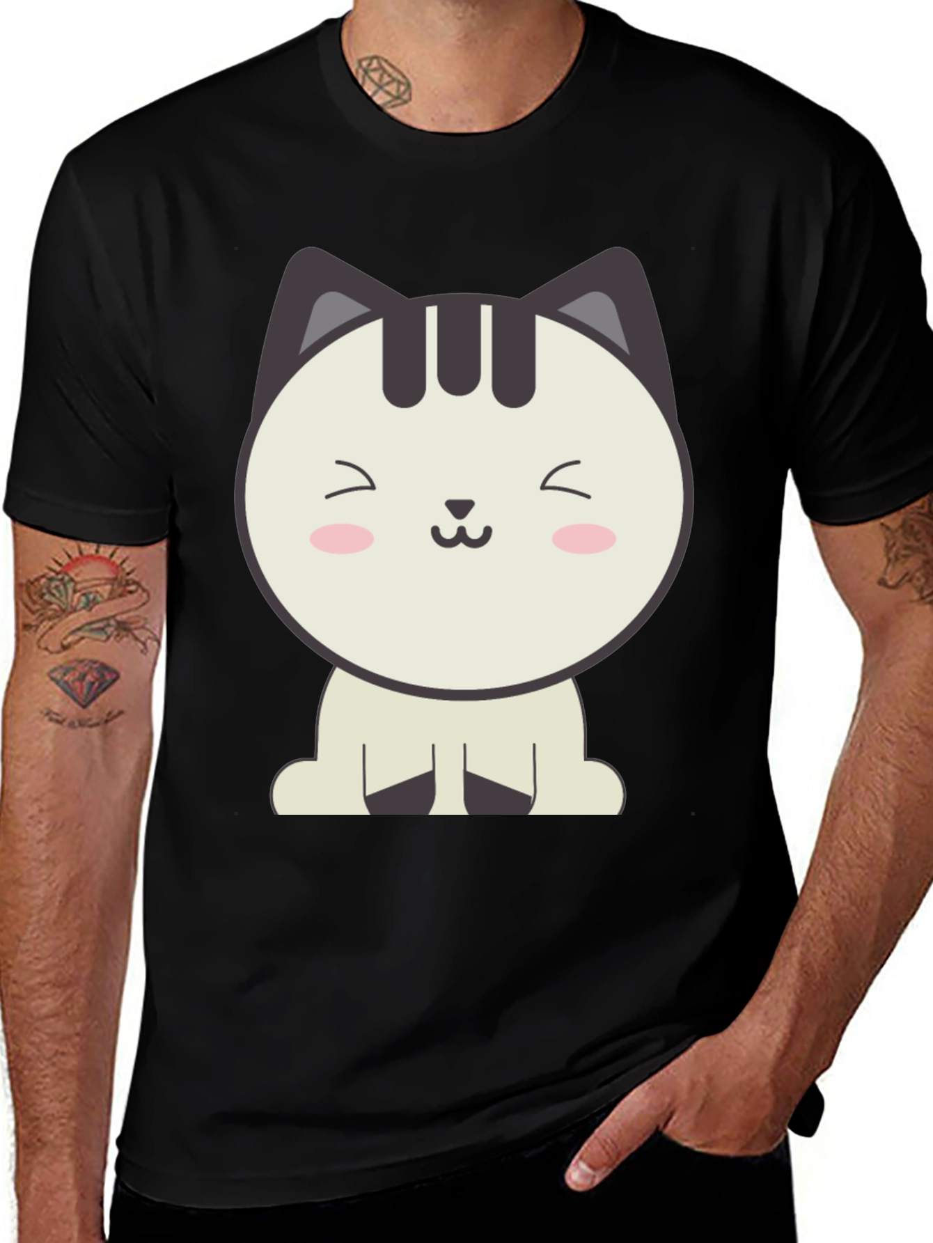 Cute Cartoon Cat Graphic T-Shirt