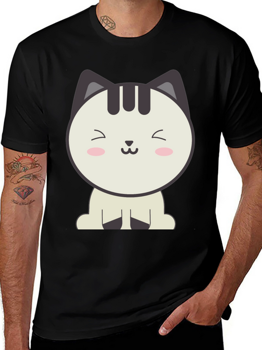 Cute Cartoon Cat Graphic T-Shirt