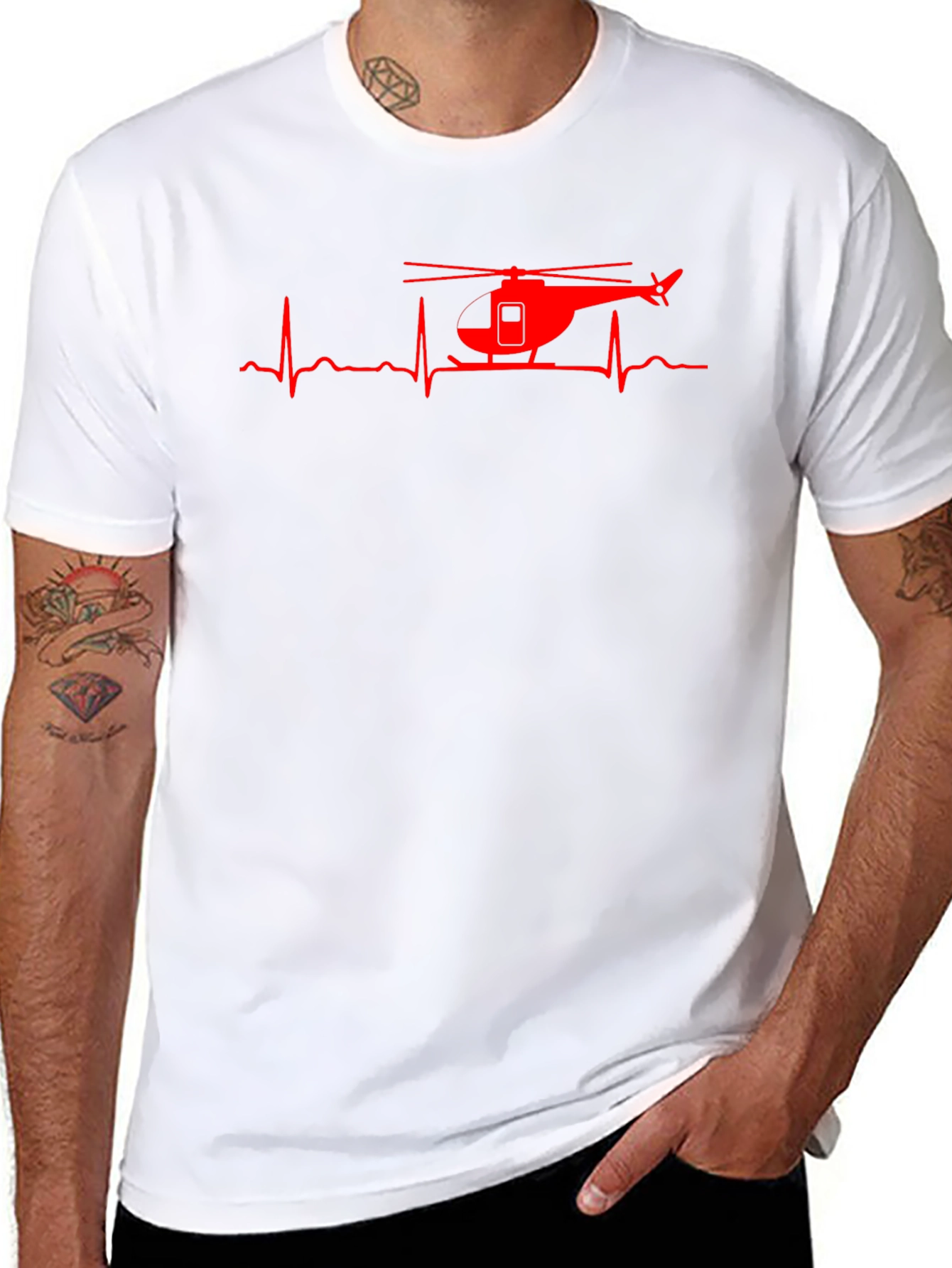 Helicopter Heartbeat Graphic Tee - Black