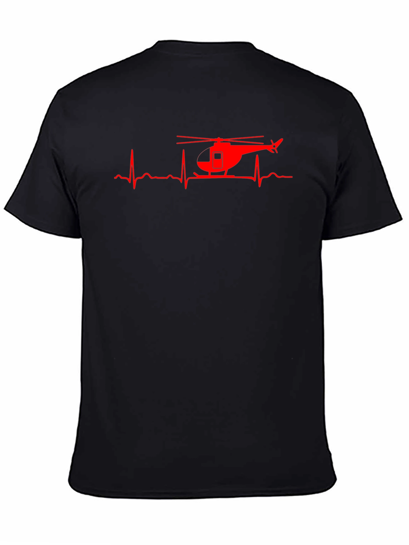 Helicopter Heartbeat Graphic Tee - Black