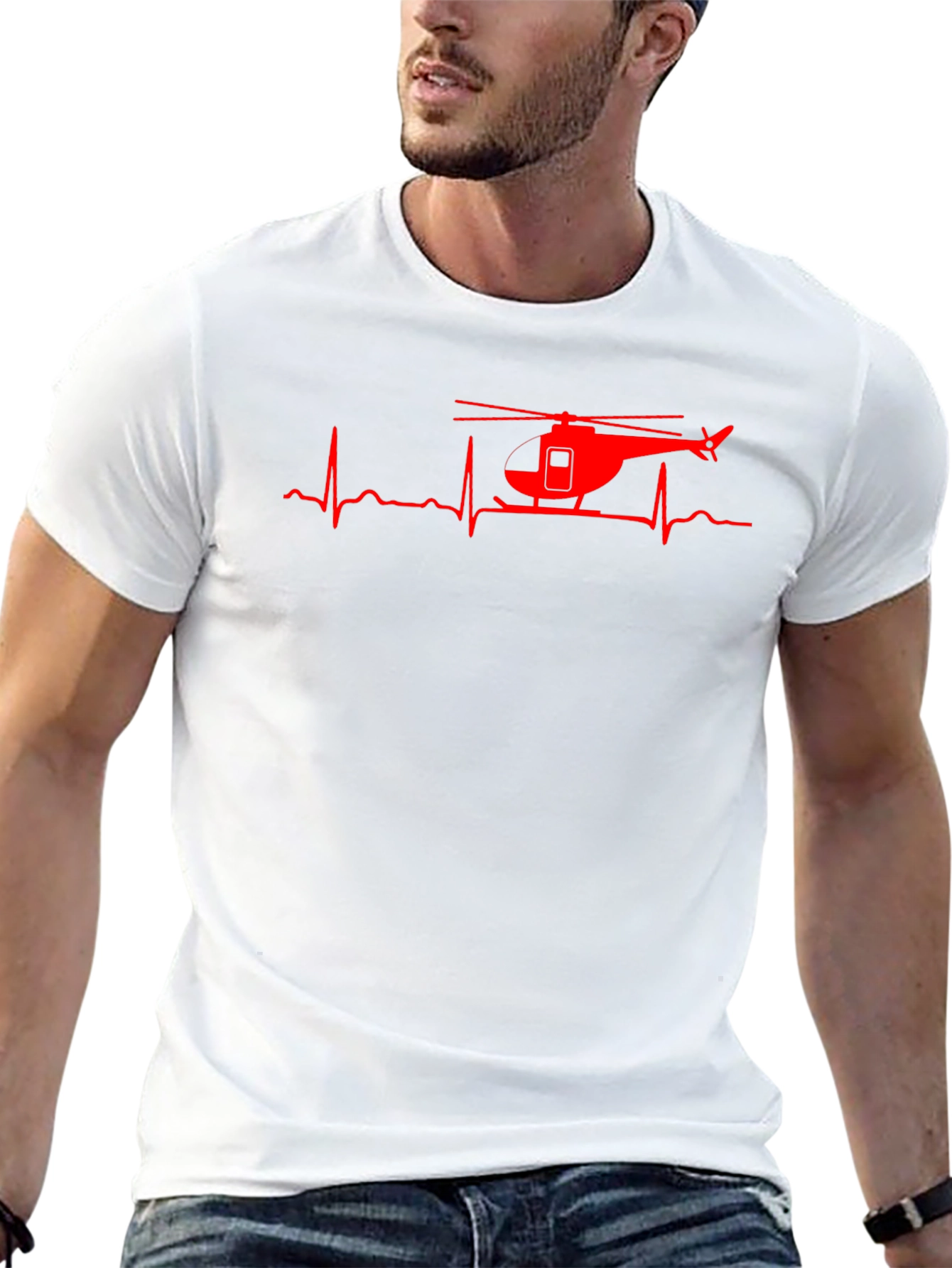 Helicopter Heartbeat Graphic Tee - Black