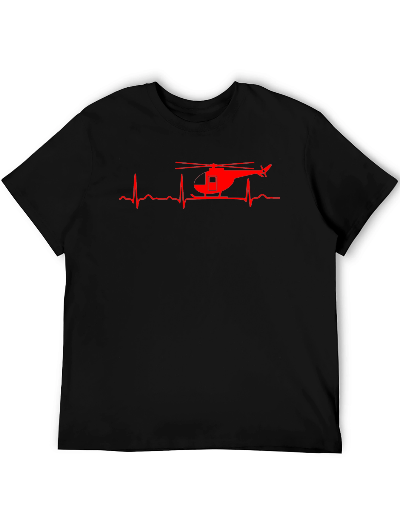 Helicopter Heartbeat Graphic Tee - Black