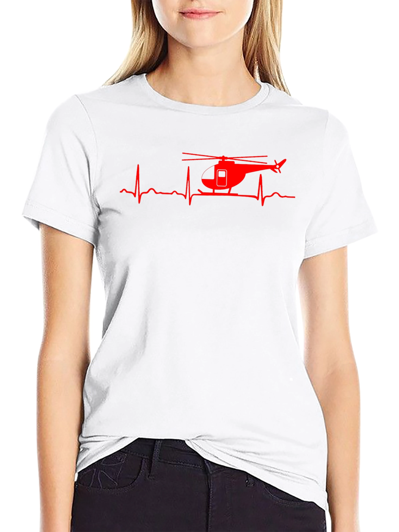 Helicopter Heartbeat Graphic Tee - Black