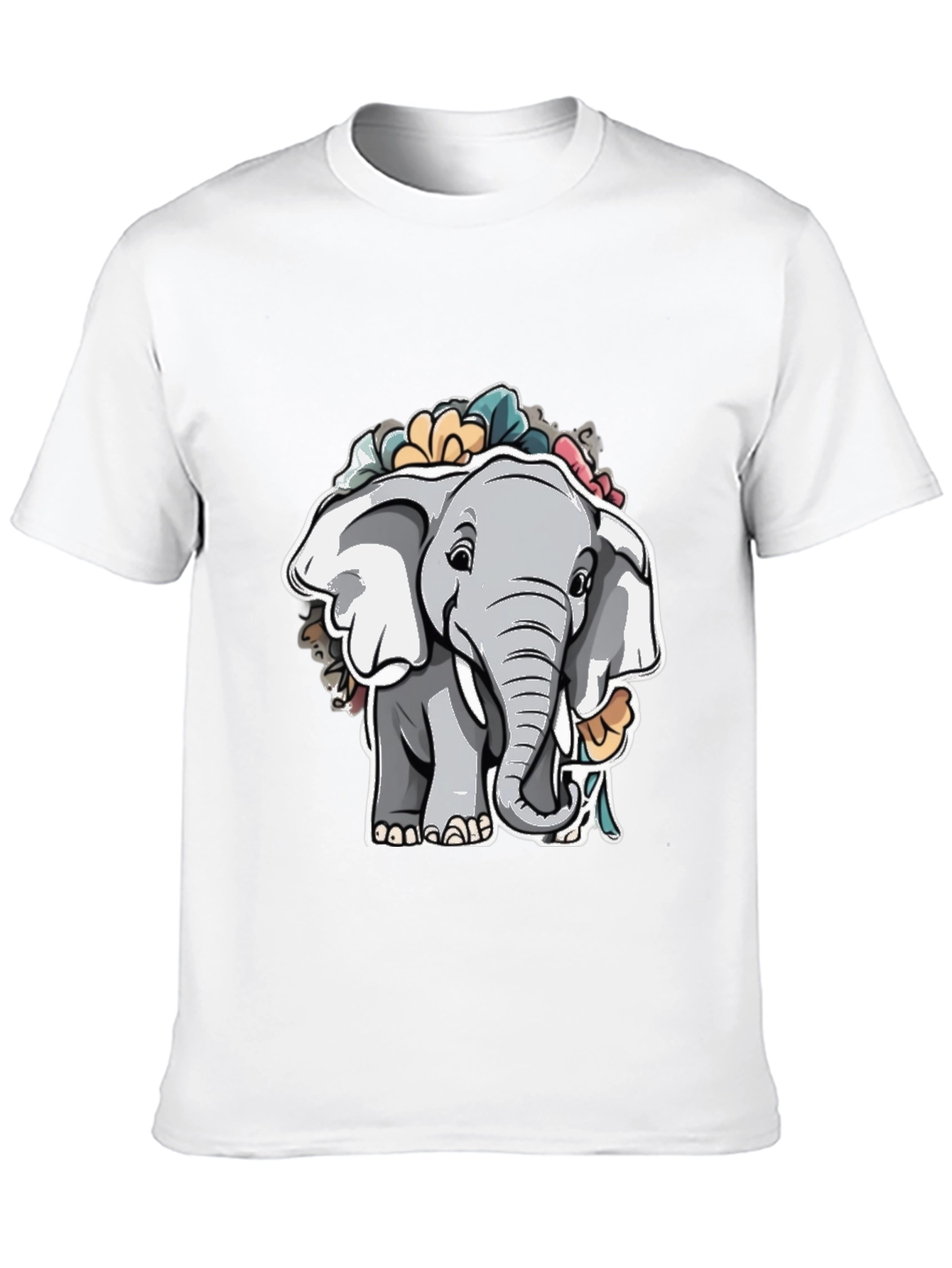 Elephant Floral Graphic Tee - Cute Animal Shirt