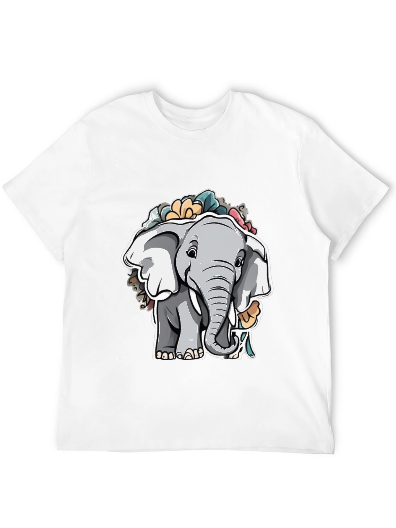 Elephant Floral Graphic Tee - Cute Animal Shirt