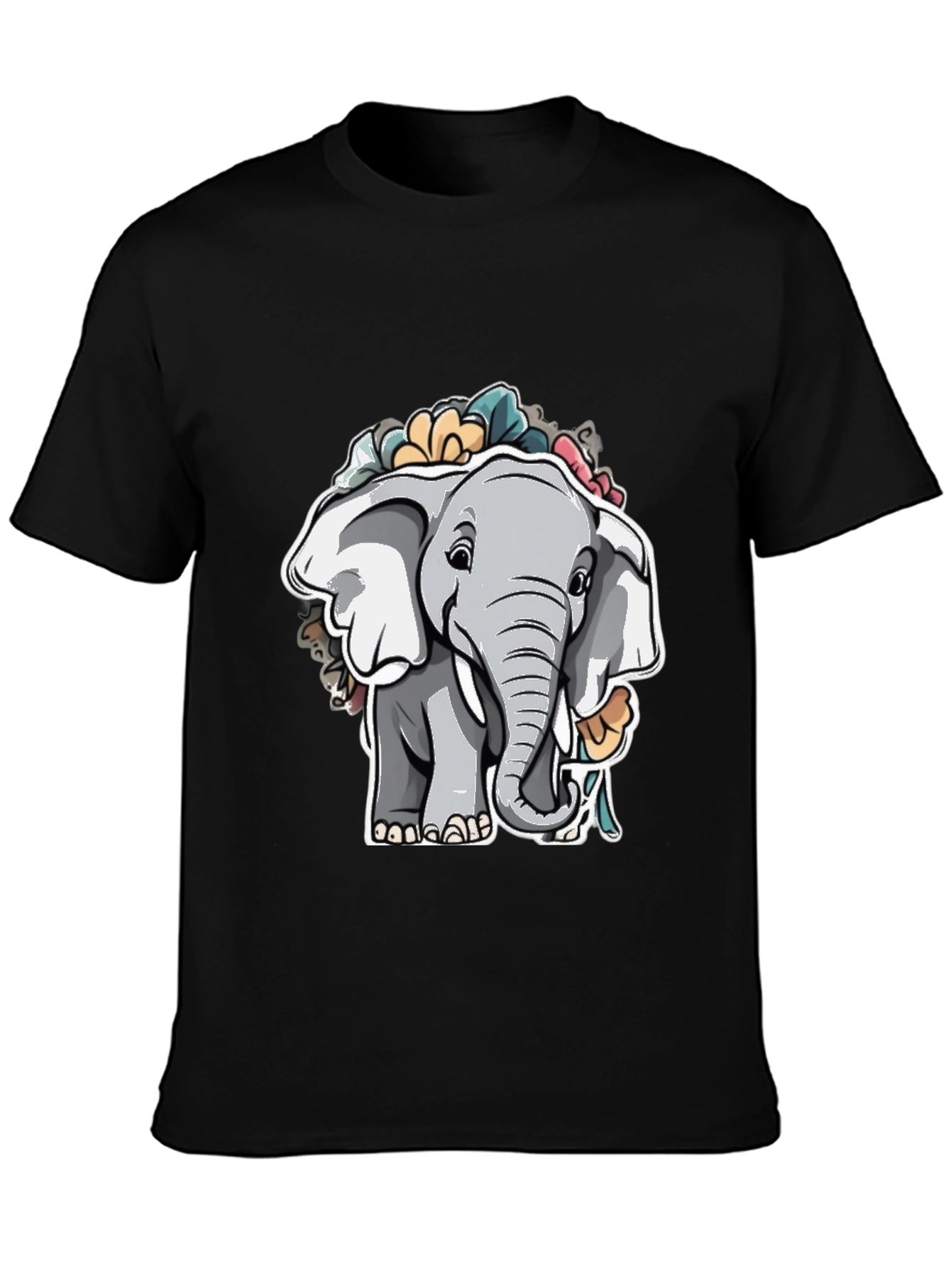 Elephant Floral Graphic Tee - Cute Animal Shirt
