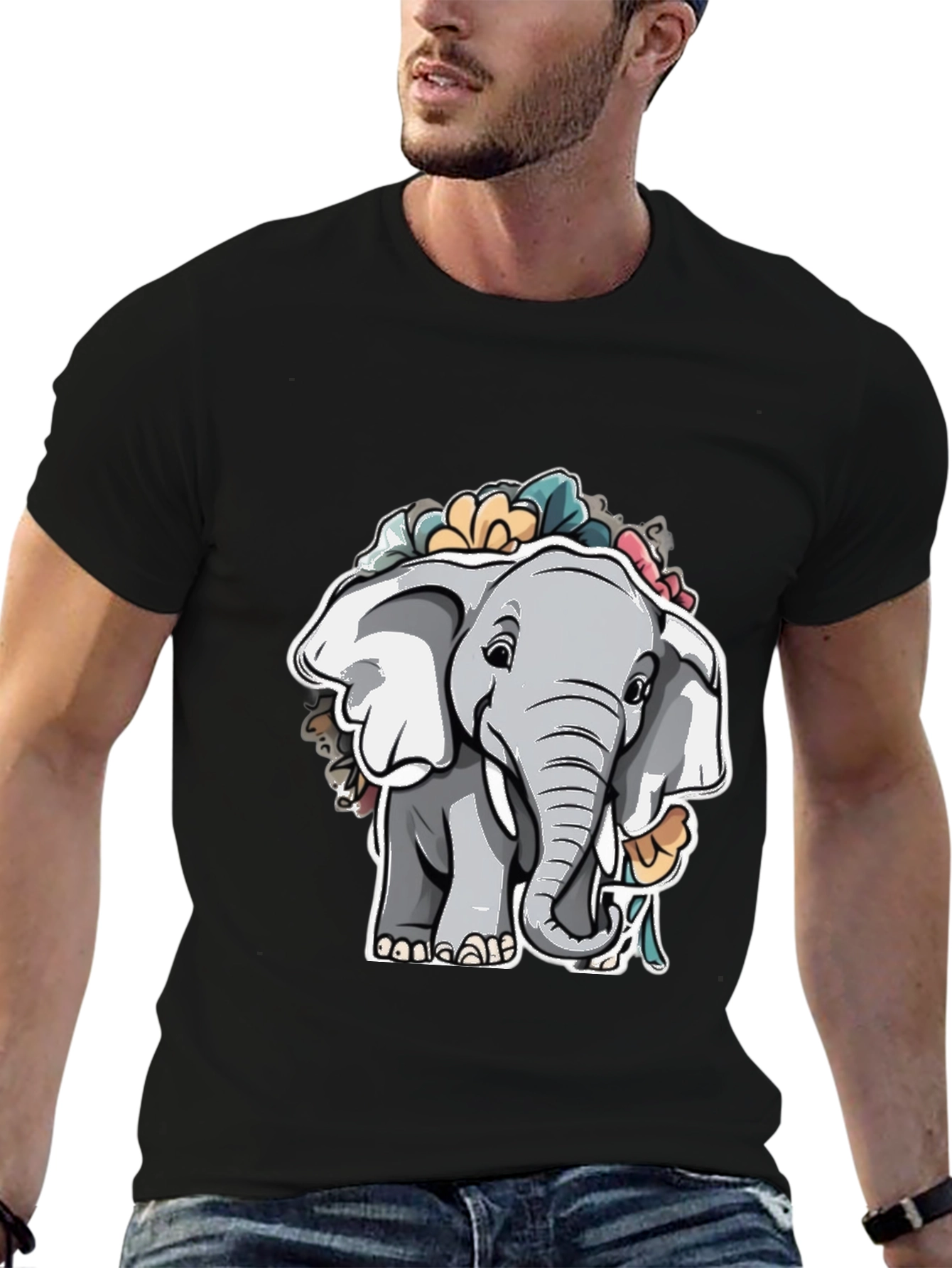 Elephant Floral Graphic Tee - Cute Animal Shirt