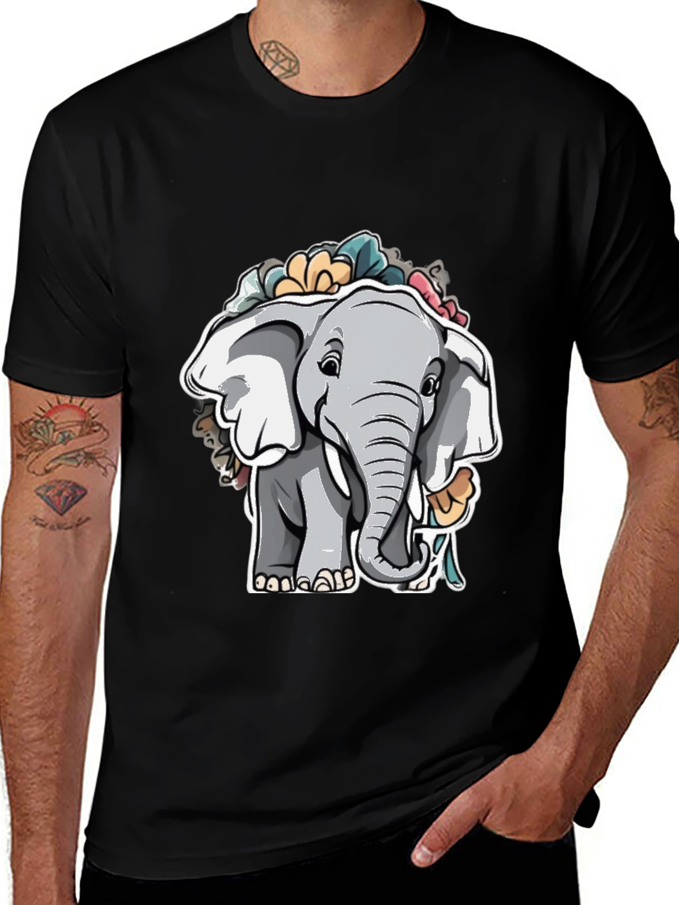 Elephant Floral Graphic Tee - Cute Animal Shirt