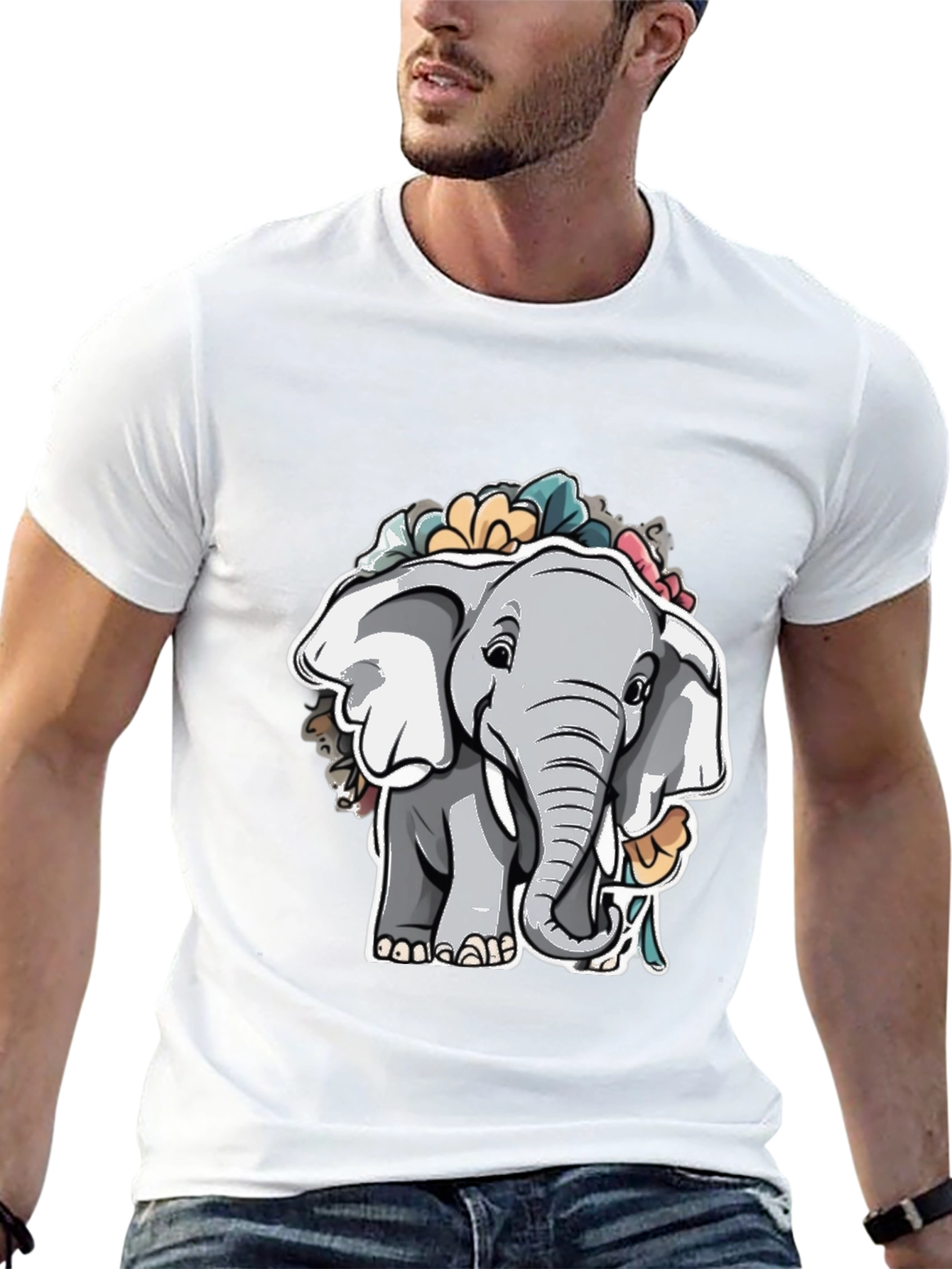 Elephant Floral Graphic Tee - Cute Animal Shirt