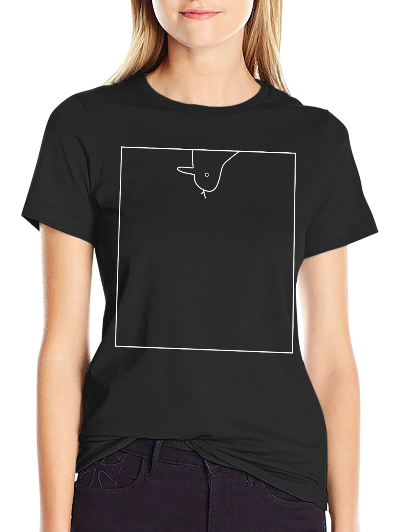 Minimalist Bird Peek T-Shirt - Black