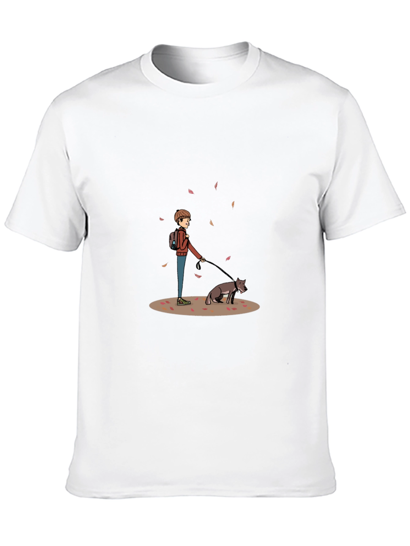 Autumn Dog Walk T-Shirt – Scenic Dog Lover Graphic Tee