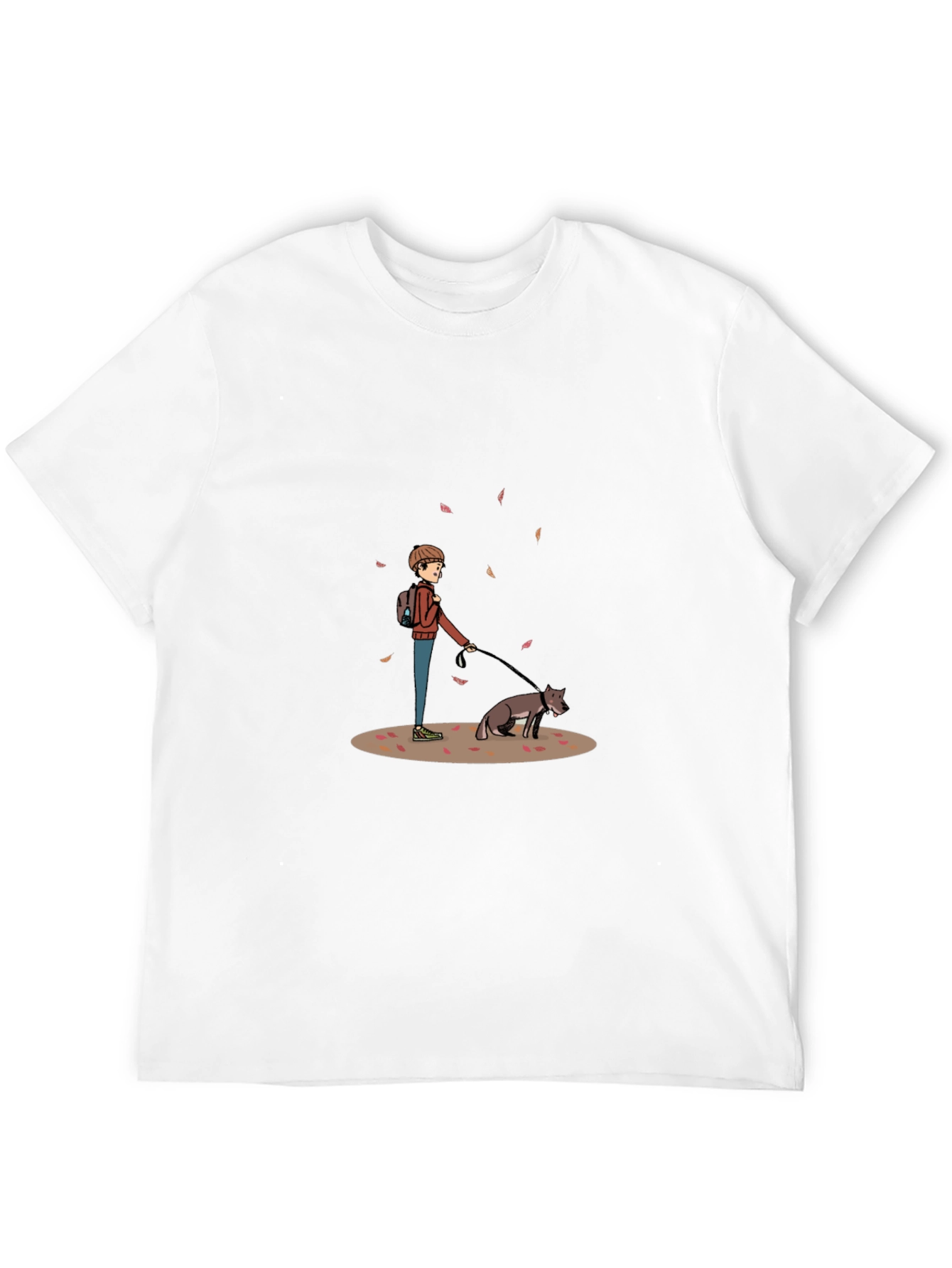 Autumn Dog Walk T-Shirt – Scenic Dog Lover Graphic Tee