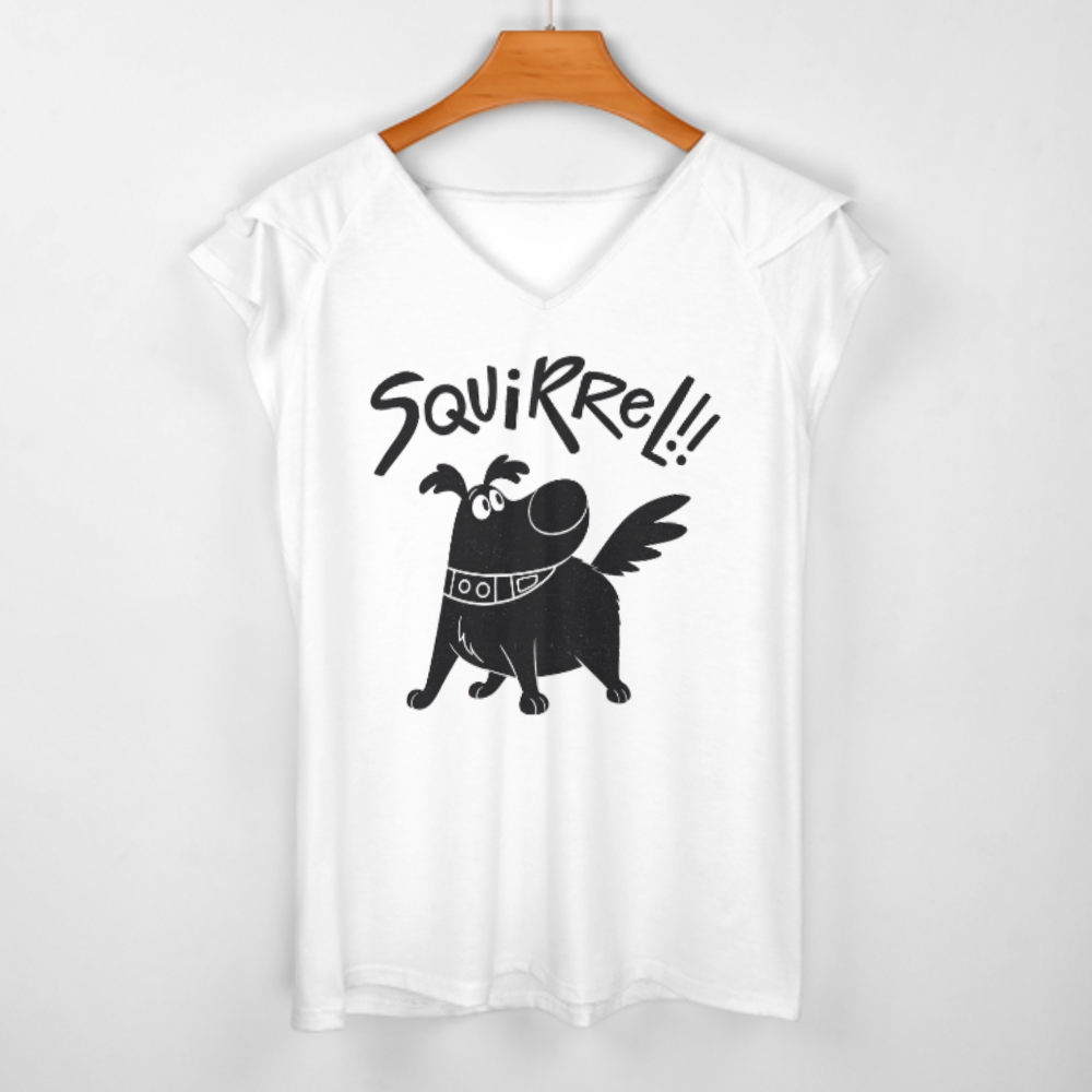 Squirrel Dog Funny Cartoon Graphic Tee – Cute Puppy Lover Shirt for Women(z808)