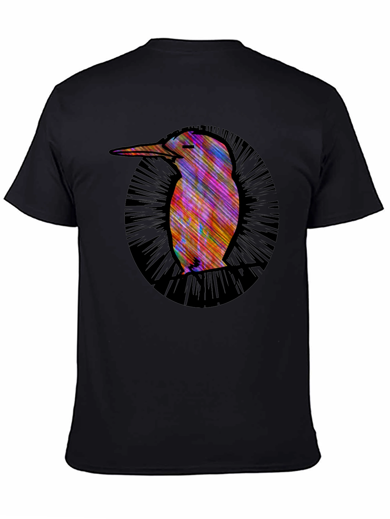 Abstract Bird Graphic Tee - Modern Mens Black T-Shirt