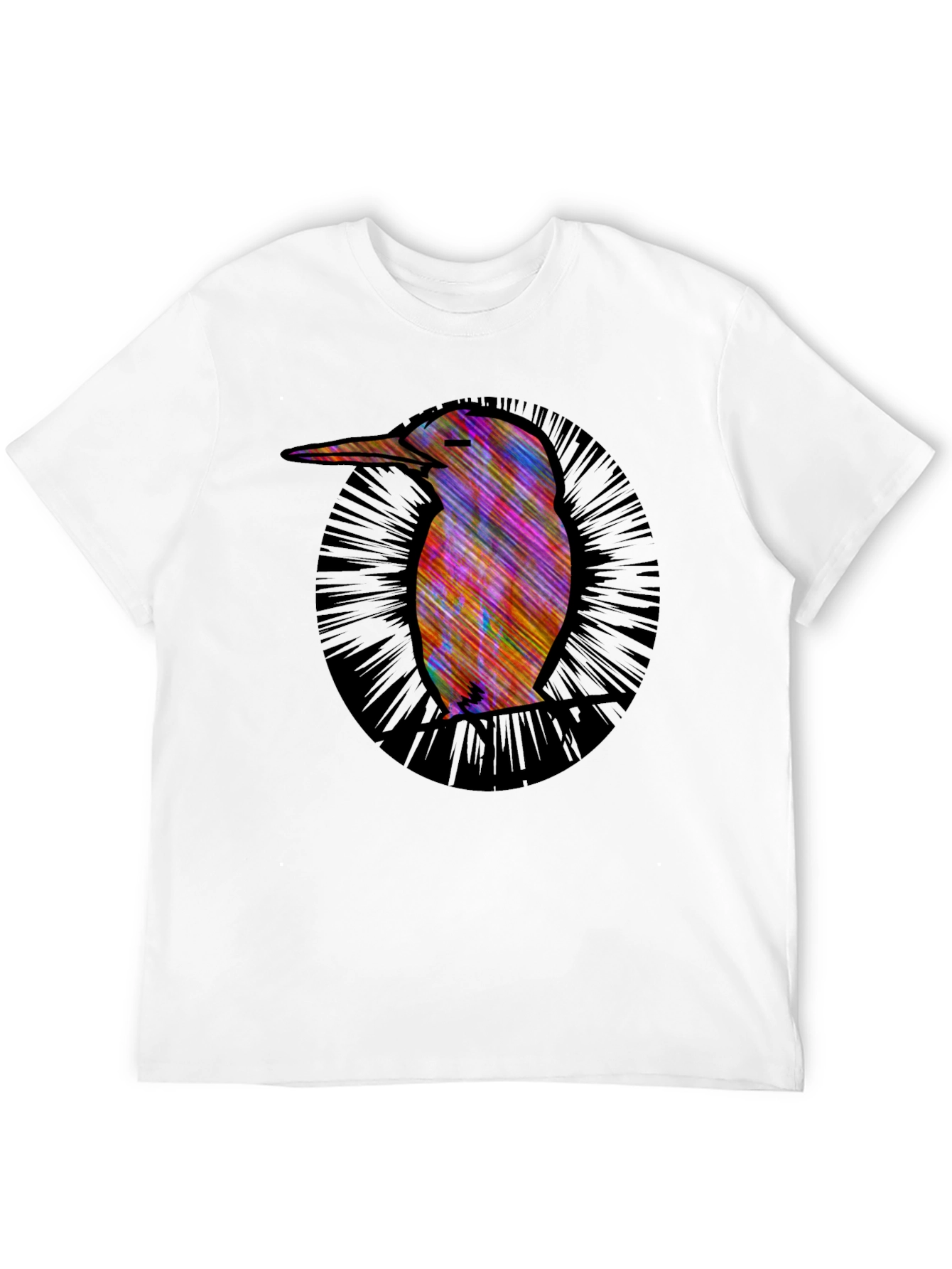 Abstract Bird Graphic Tee - Modern Mens Black T-Shirt