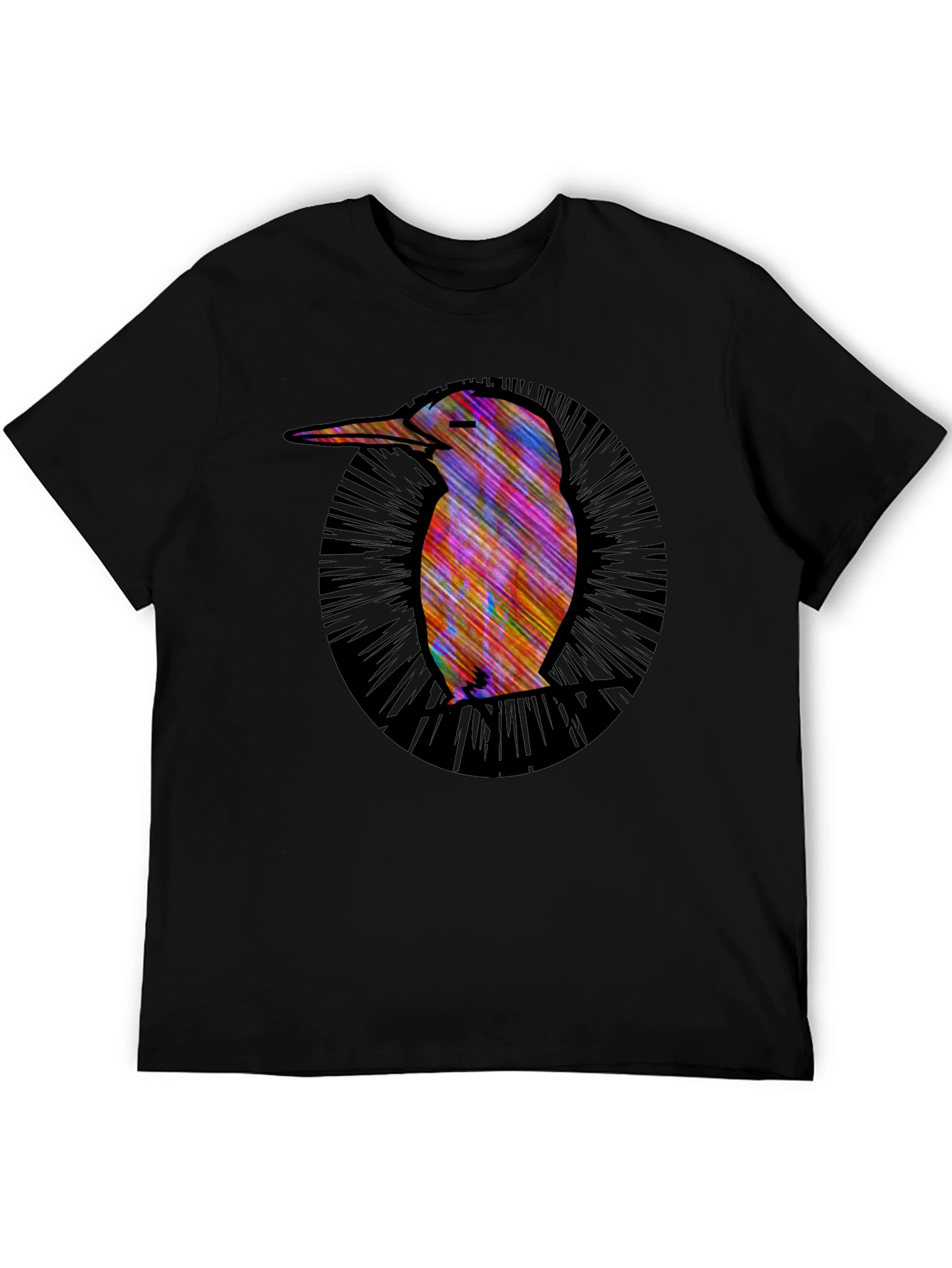 Abstract Bird Graphic Tee - Modern Mens Black T-Shirt