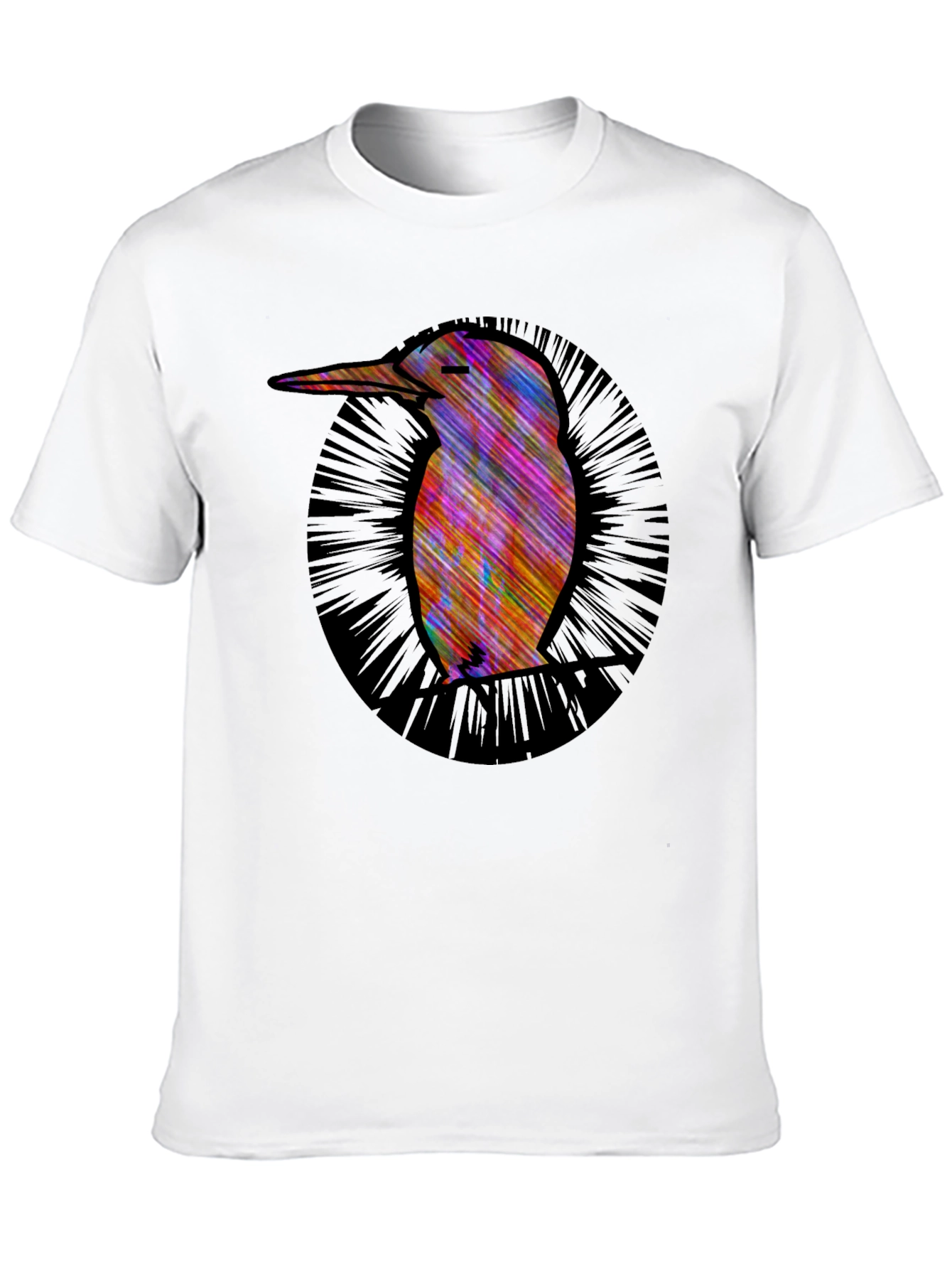 Abstract Bird Graphic Tee - Modern Mens Black T-Shirt
