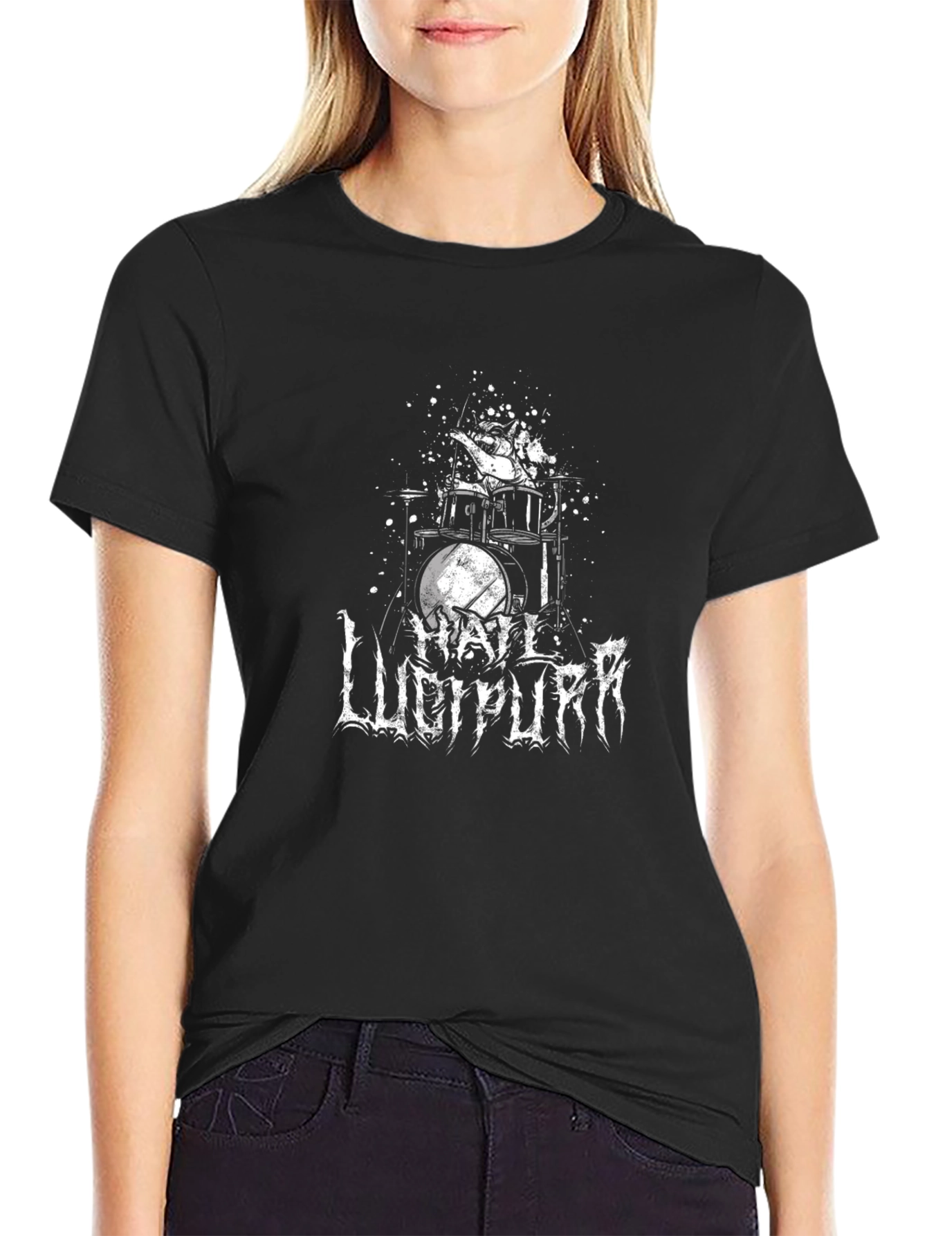 Hail Lucipurr Black Graphic T-Shirt