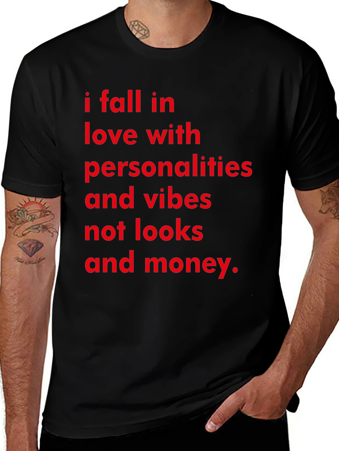 Personality & Vibes Tee: Red Text on Black