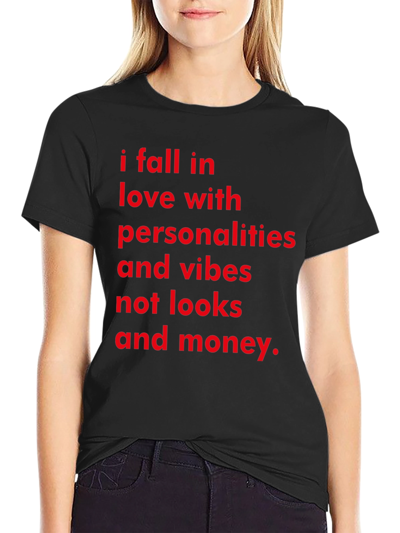 Personality & Vibes Tee: Red Text on Black