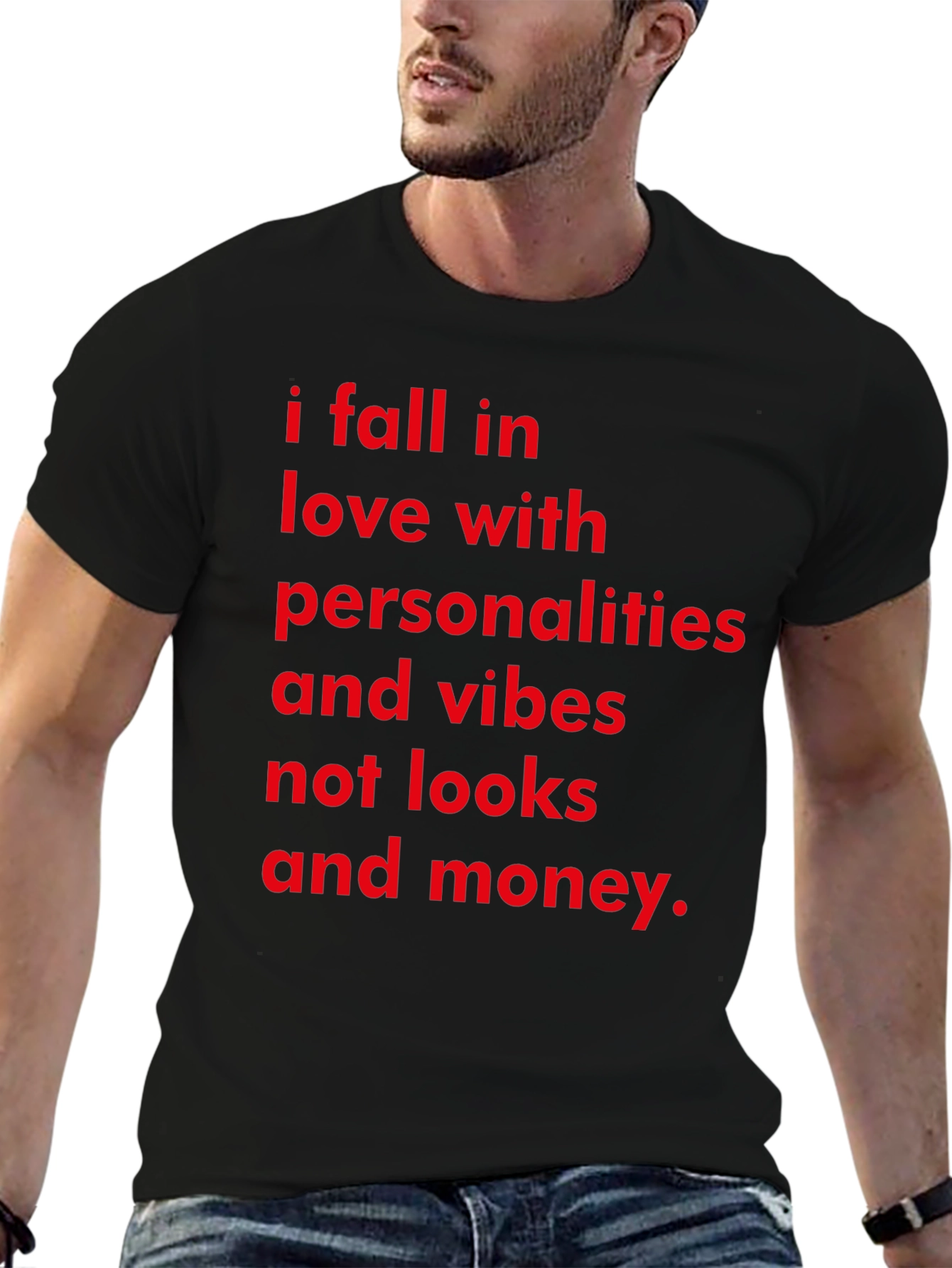 Personality & Vibes Tee: Red Text on Black