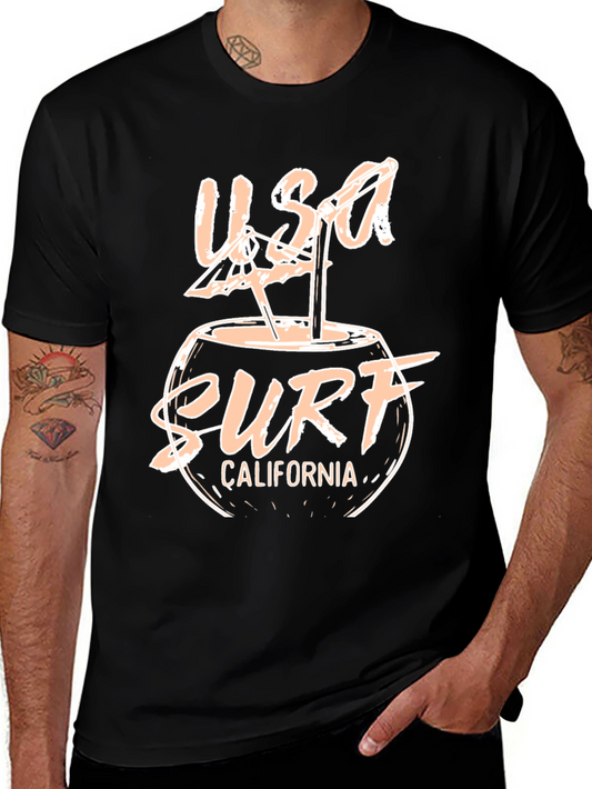 USA Surf California Graphic Black T-Shirt