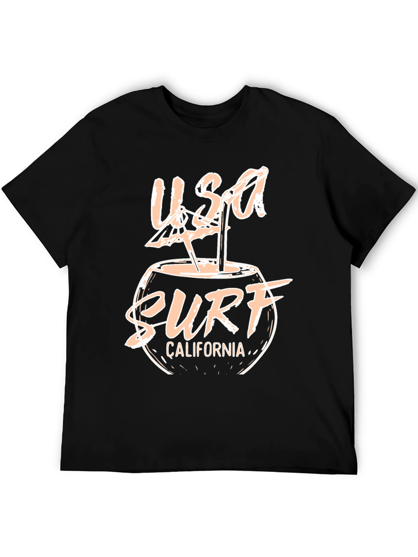 USA Surf California Graphic Black T-Shirt