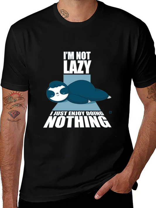 Lazy Sloth Graphic Tee - Im Not Lazy Just Enjoy Doing Nothing