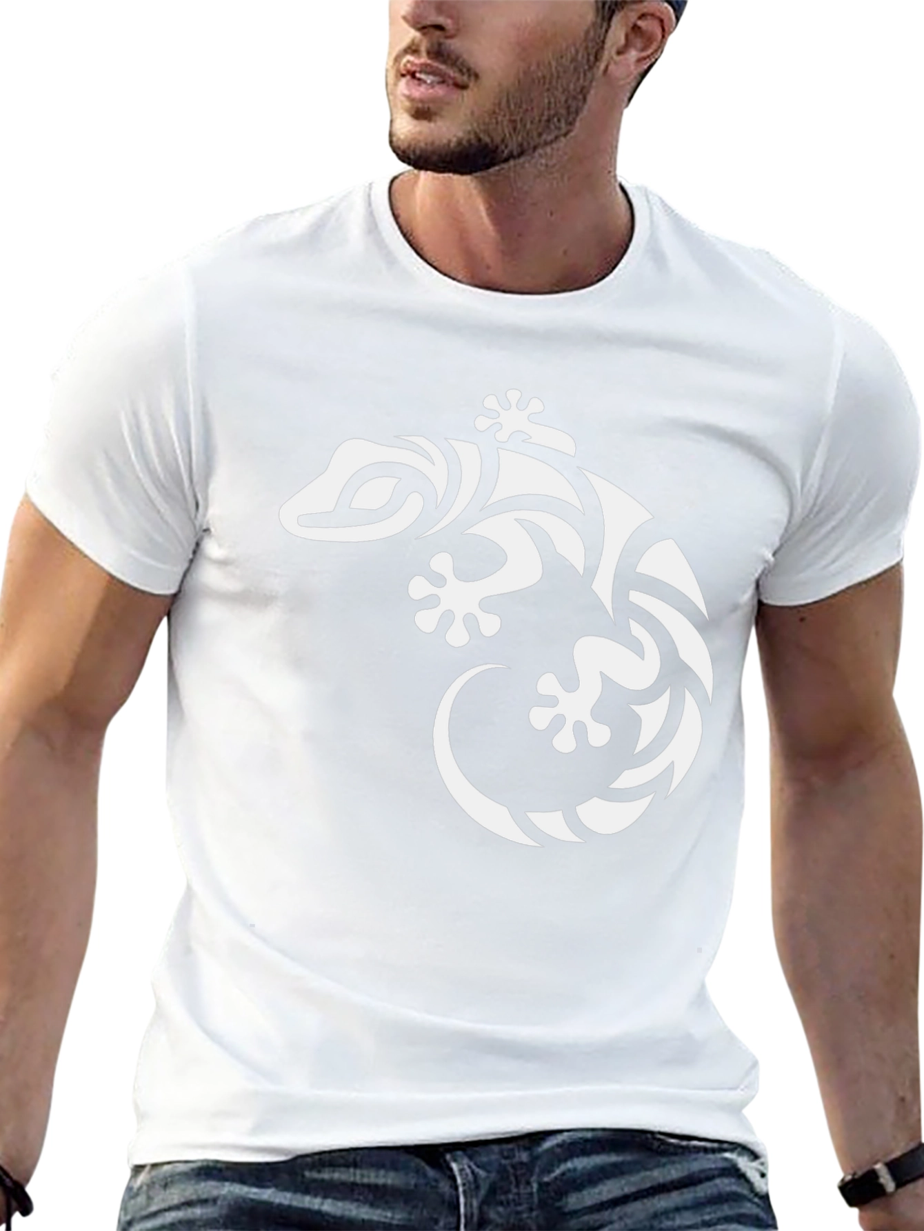 Tribal Gecko Graphic Tee - Cool Lizard Shirt