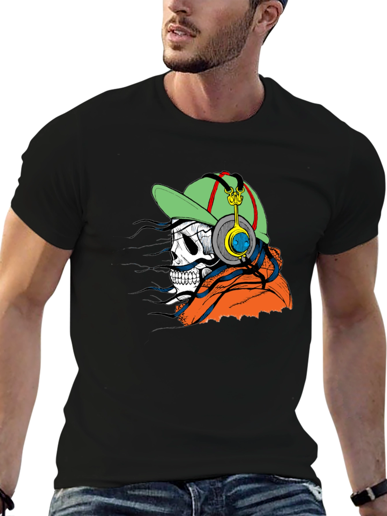 Skull DJ Black T-Shirt