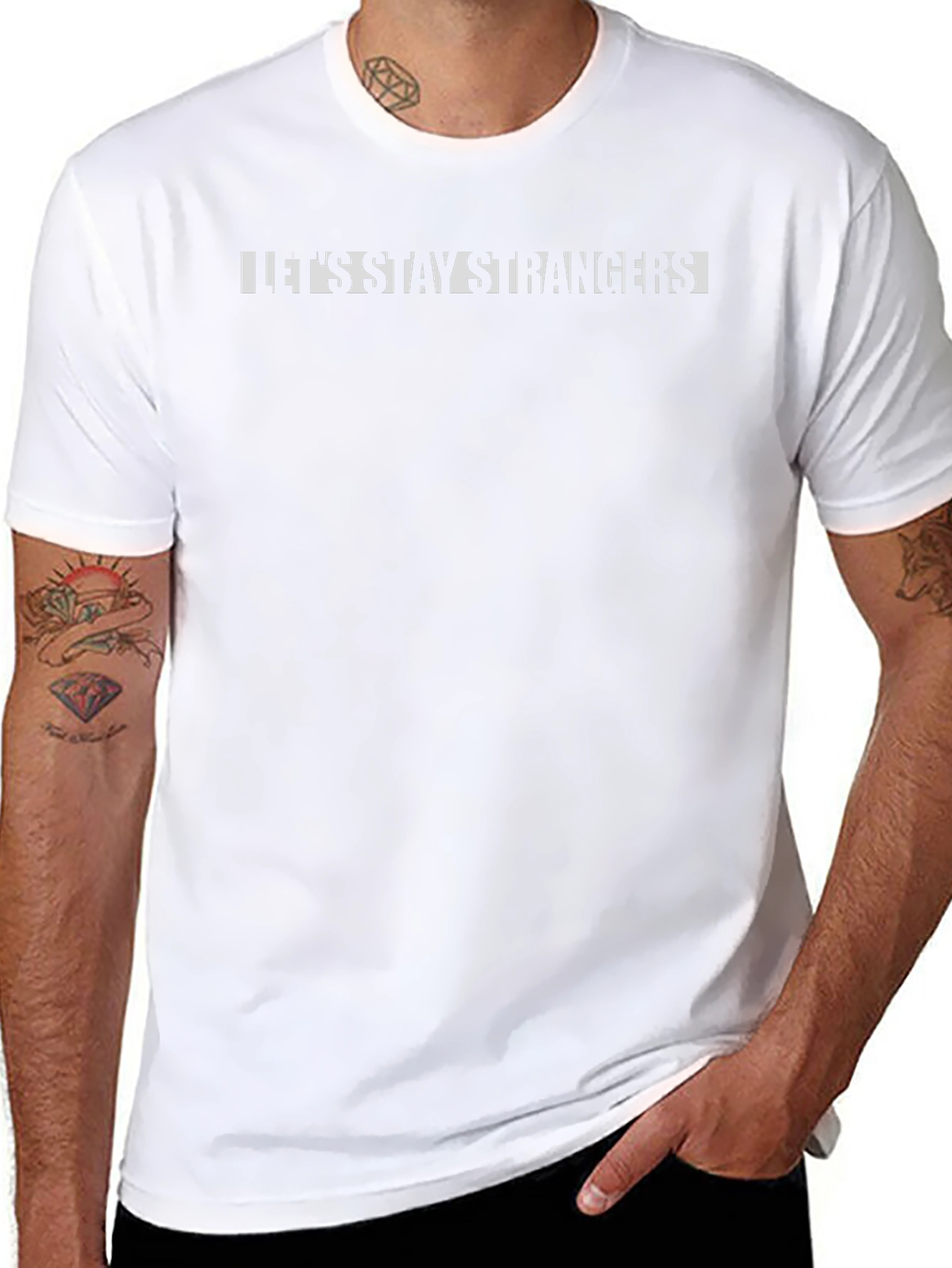 Lets Stay Strangers Graphic Black T-Shirt