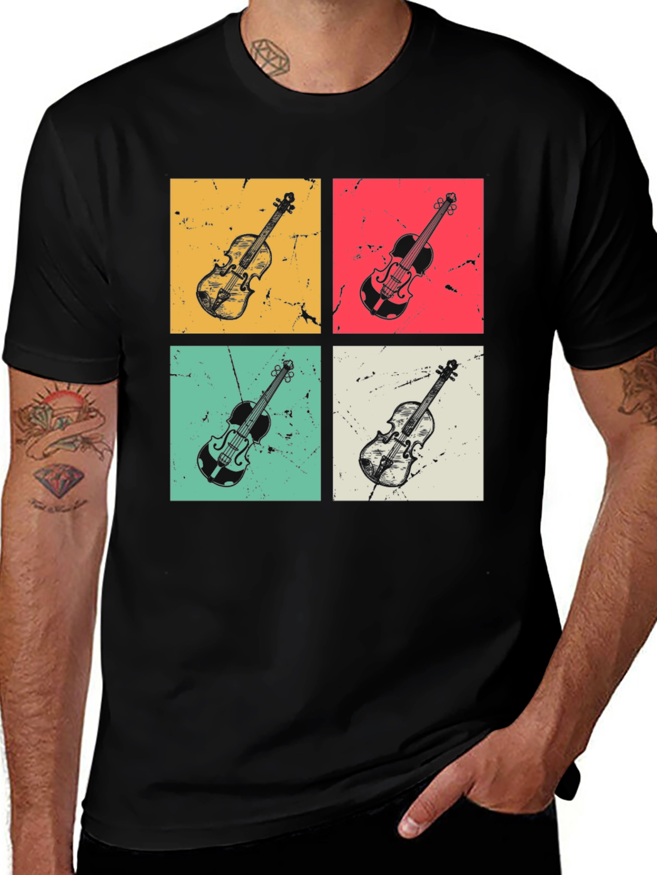 Retro Violin T-Shirt: Musical Instrument Tee for Musicians