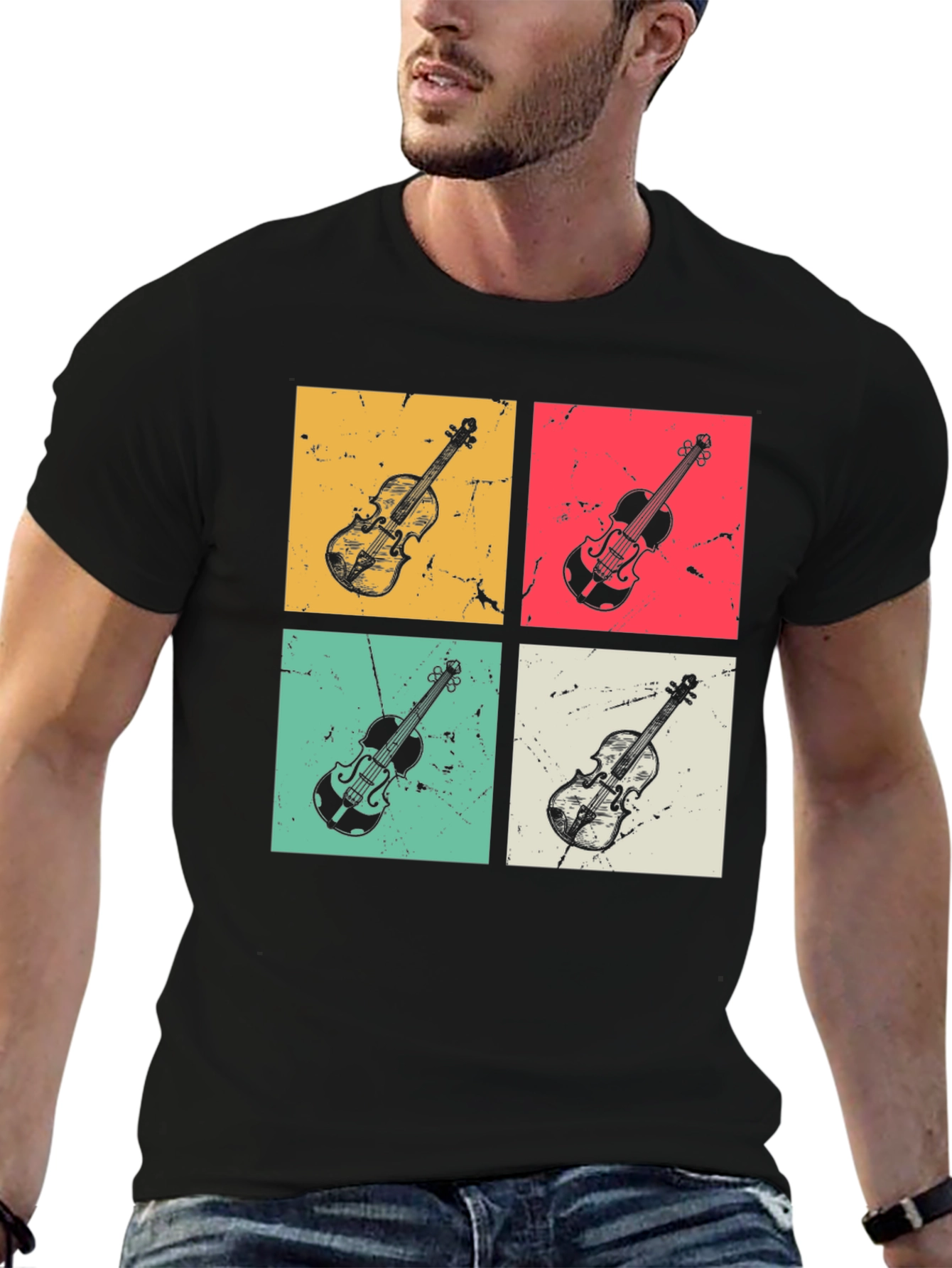 Retro Violin T-Shirt: Musical Instrument Tee for Musicians
