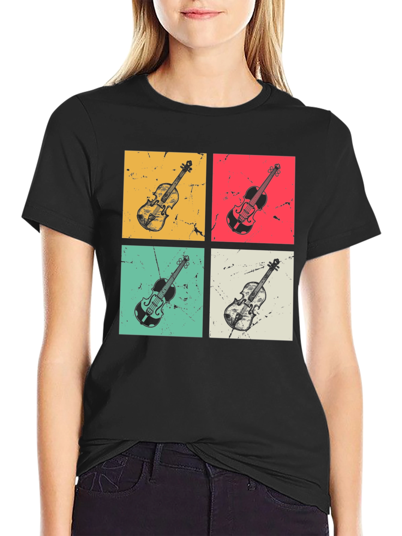 Retro Violin T-Shirt: Musical Instrument Tee for Musicians