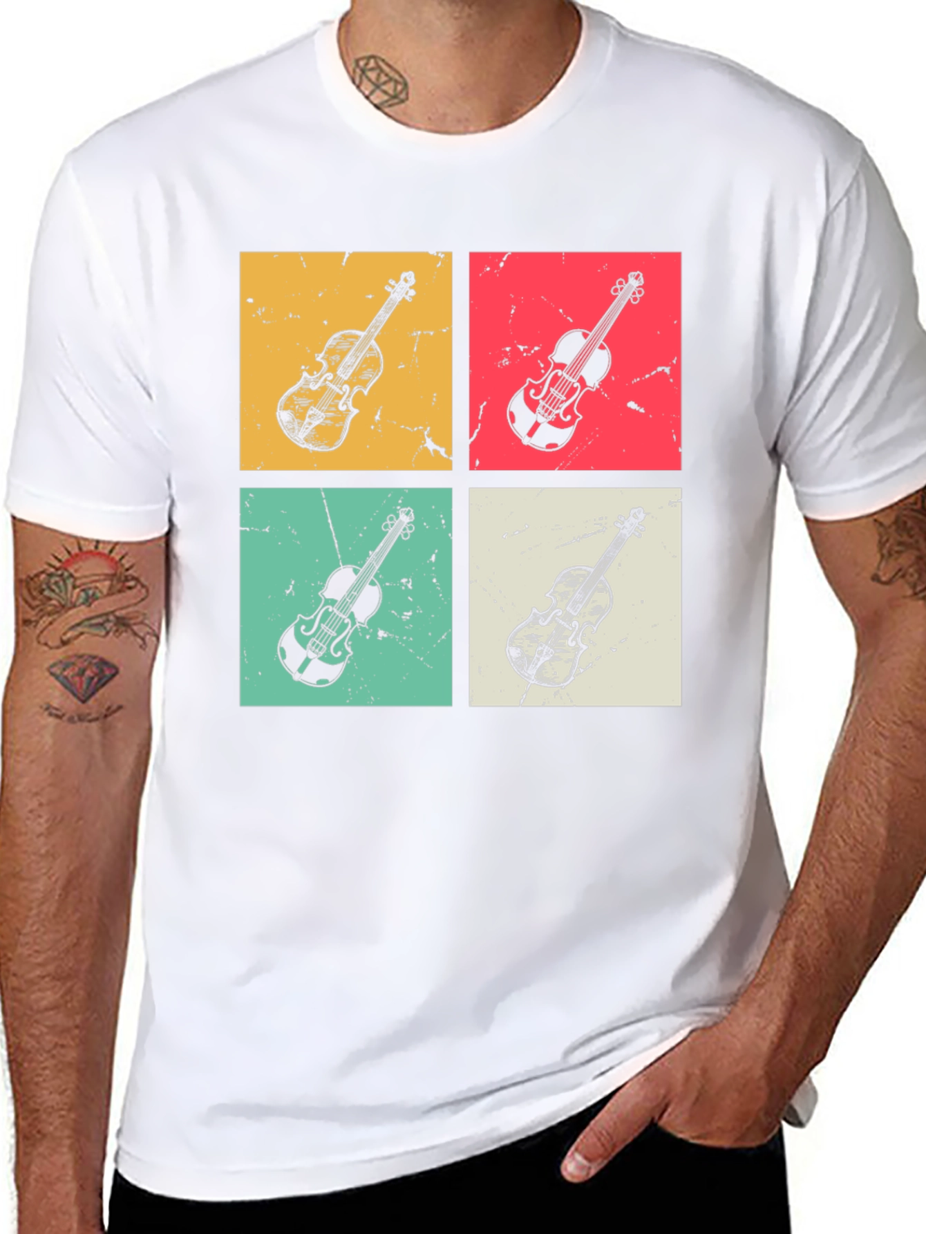 Retro Violin T-Shirt: Musical Instrument Tee for Musicians