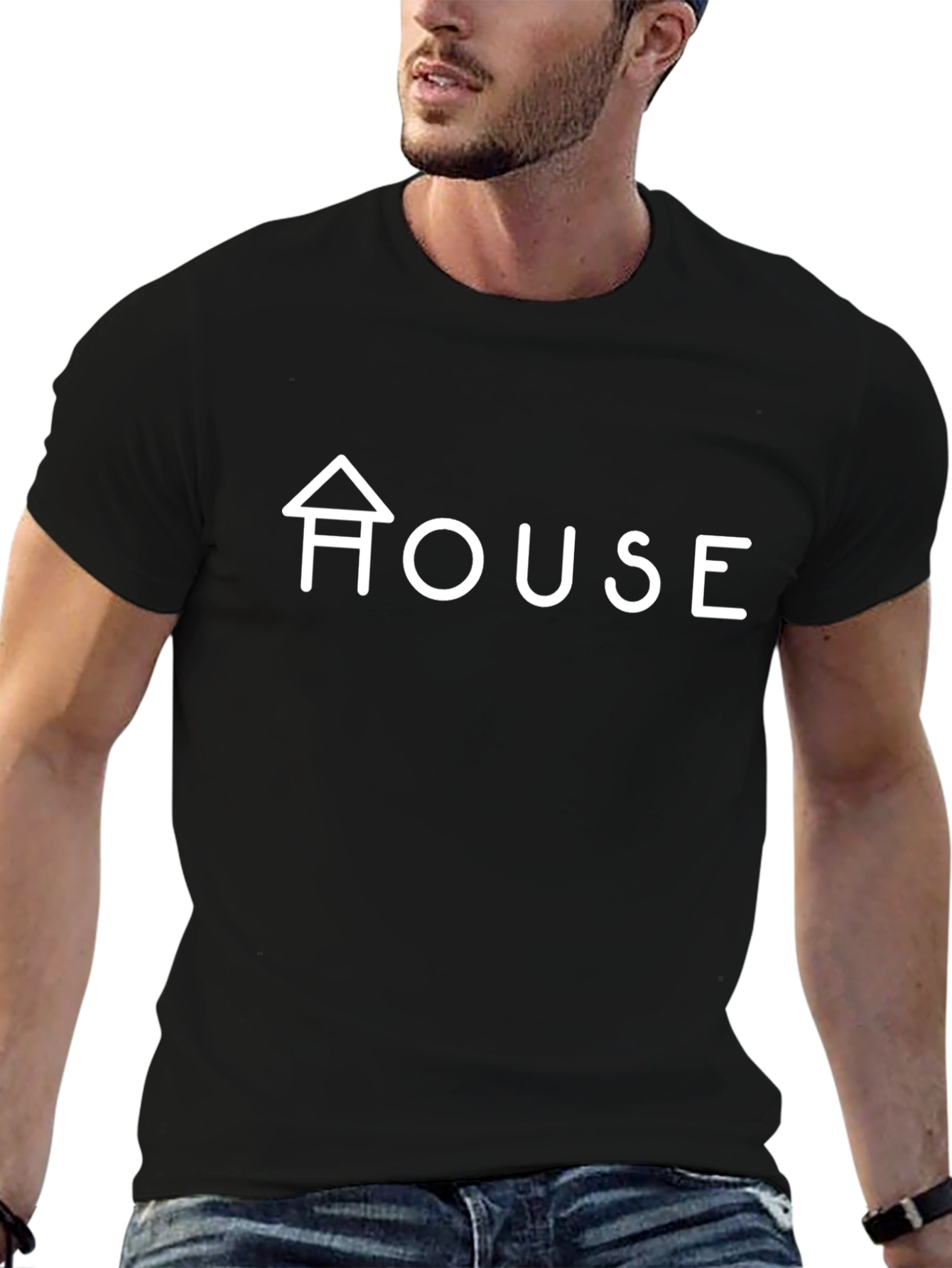 Modern House Graphic T-Shirt - Black