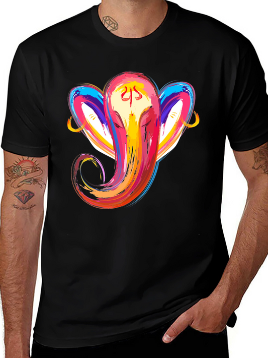 Ganesh Graphic Tee - Colorful Hindu God Design