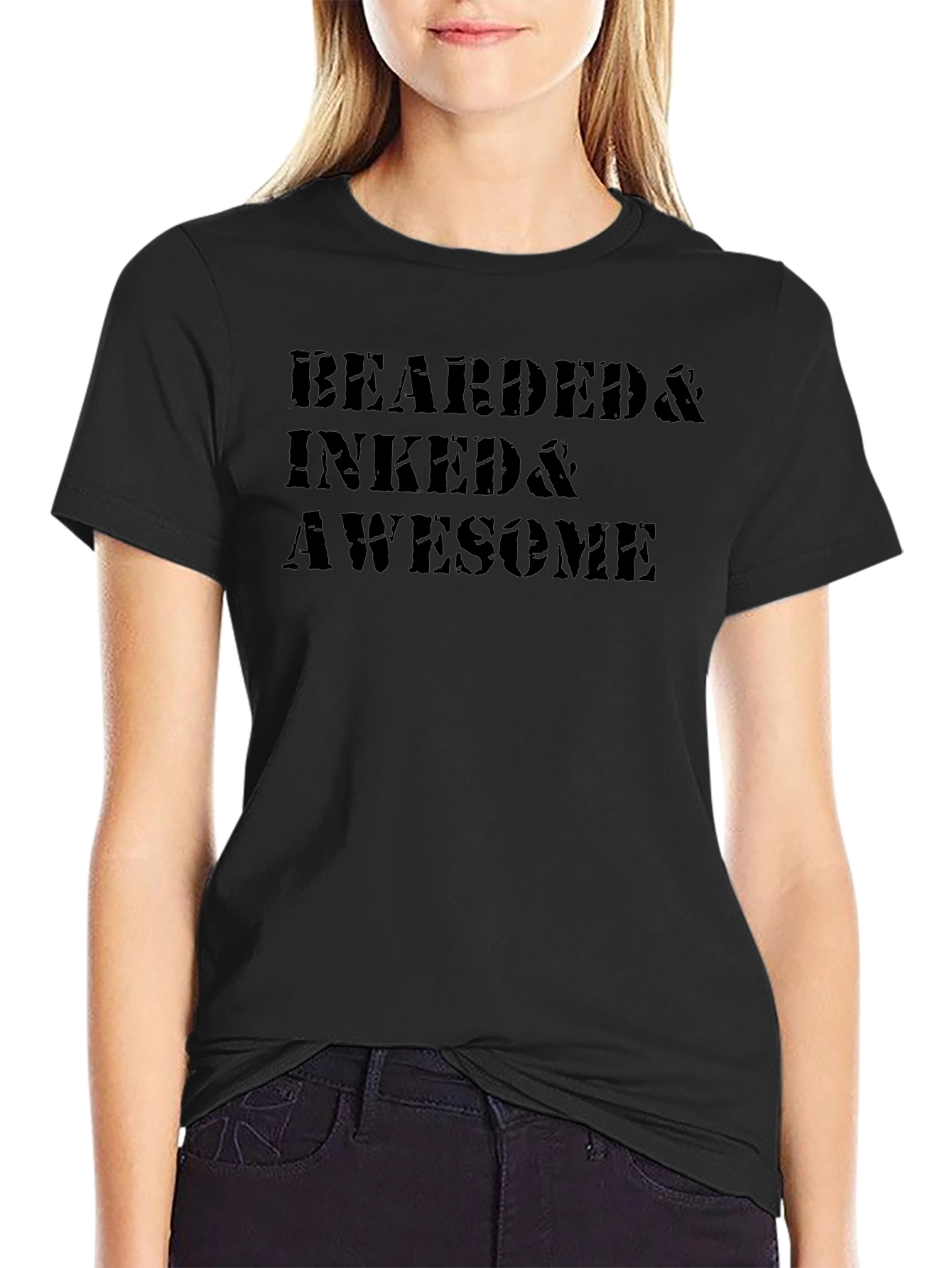 Bearded Inked & Awesome Graphic T-Shirt - Black