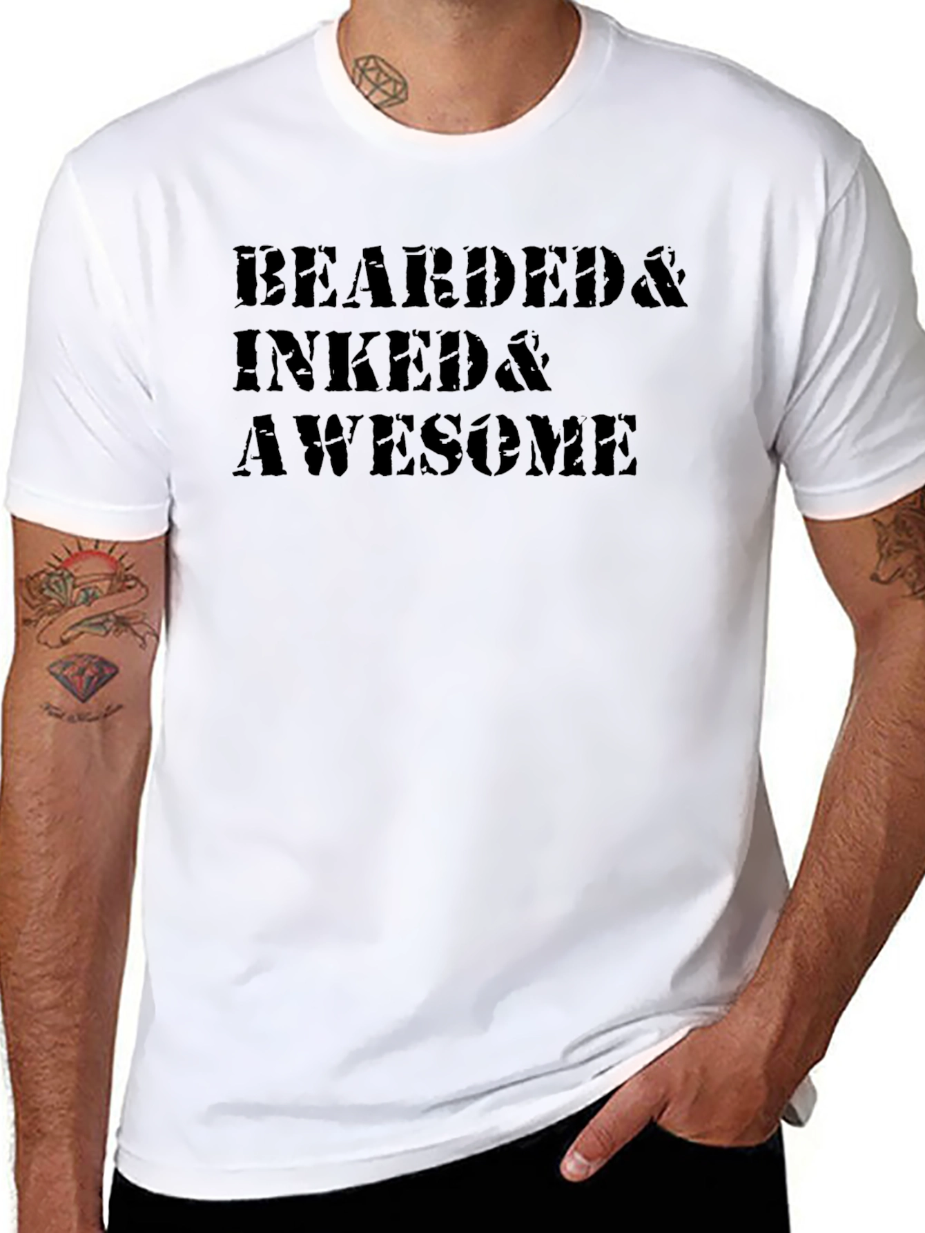 Bearded Inked & Awesome Graphic T-Shirt - Black
