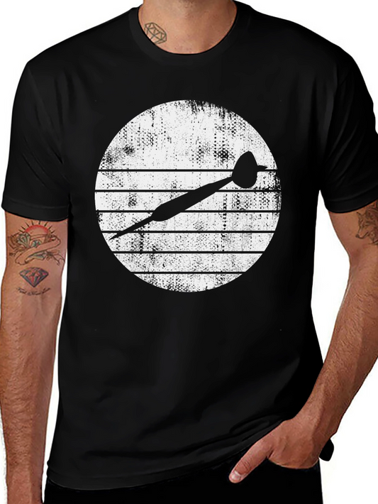 Dartboard T-Shirt Vintage Style Black Cotton