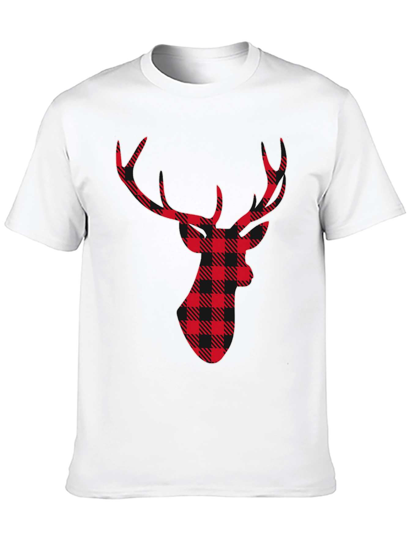 Plaid Deer Graphic Tee - Stylish Holiday Shirt