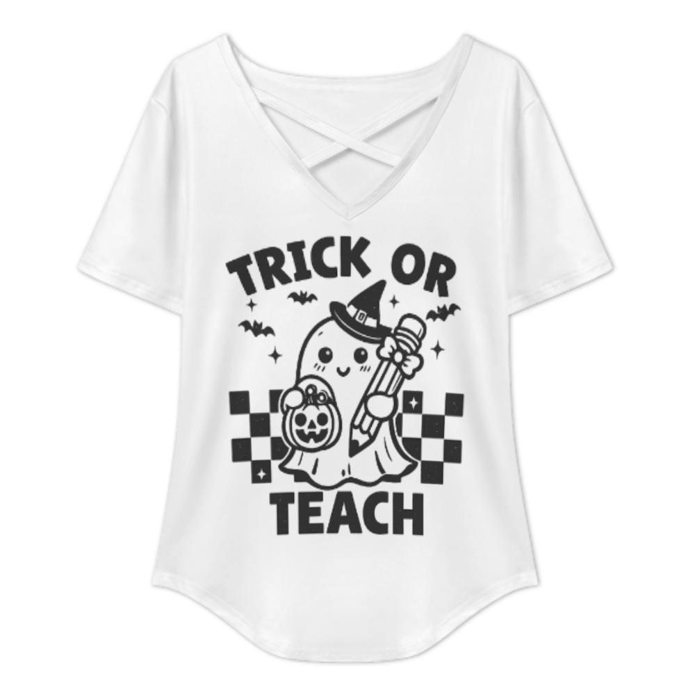 Trick Or Teach Halloween Teacher Shirt – Cute Ghost Graphic Fall Season Tee(z841)